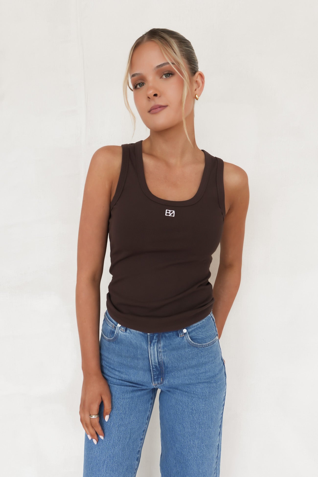 BZ Luxe Rib Tank Chocolate
