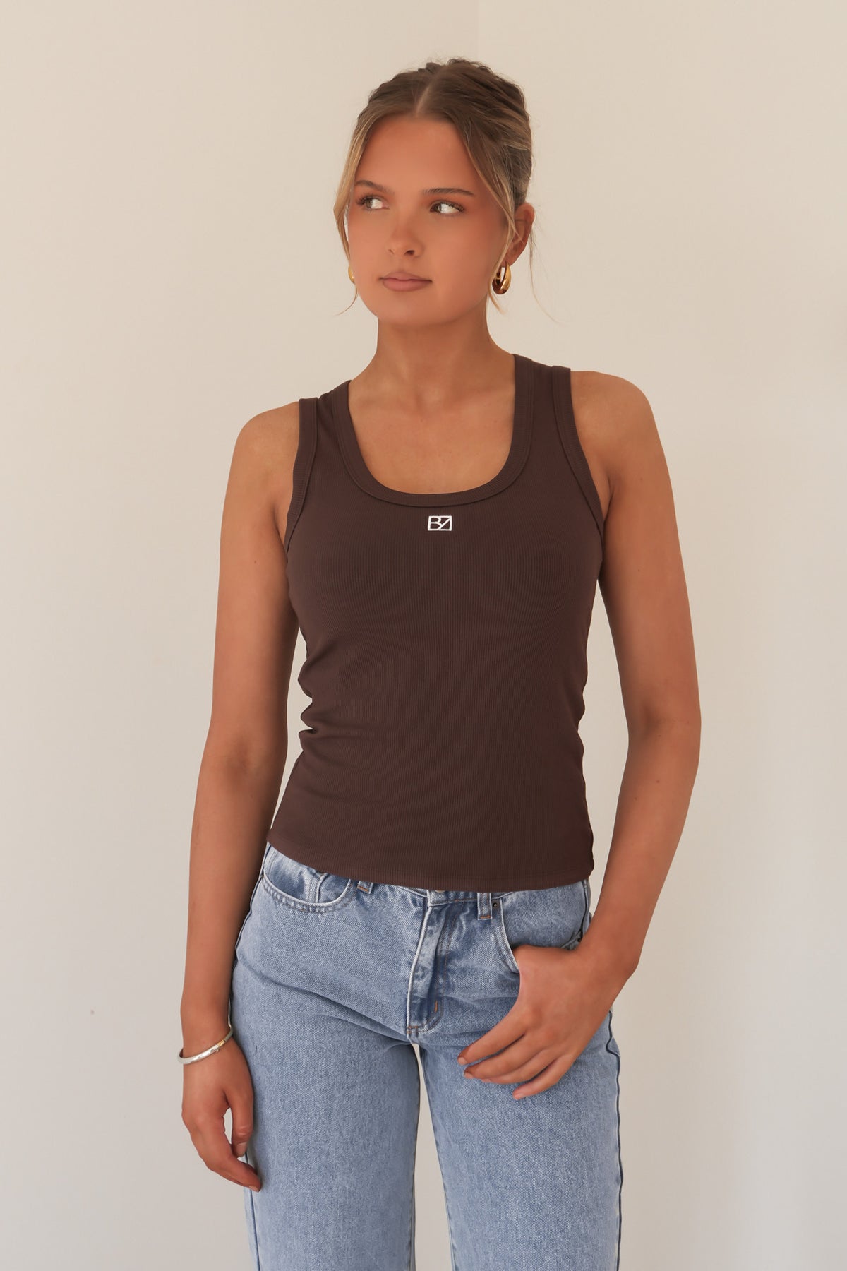 BZ Luxe Rib Tank Chocolate