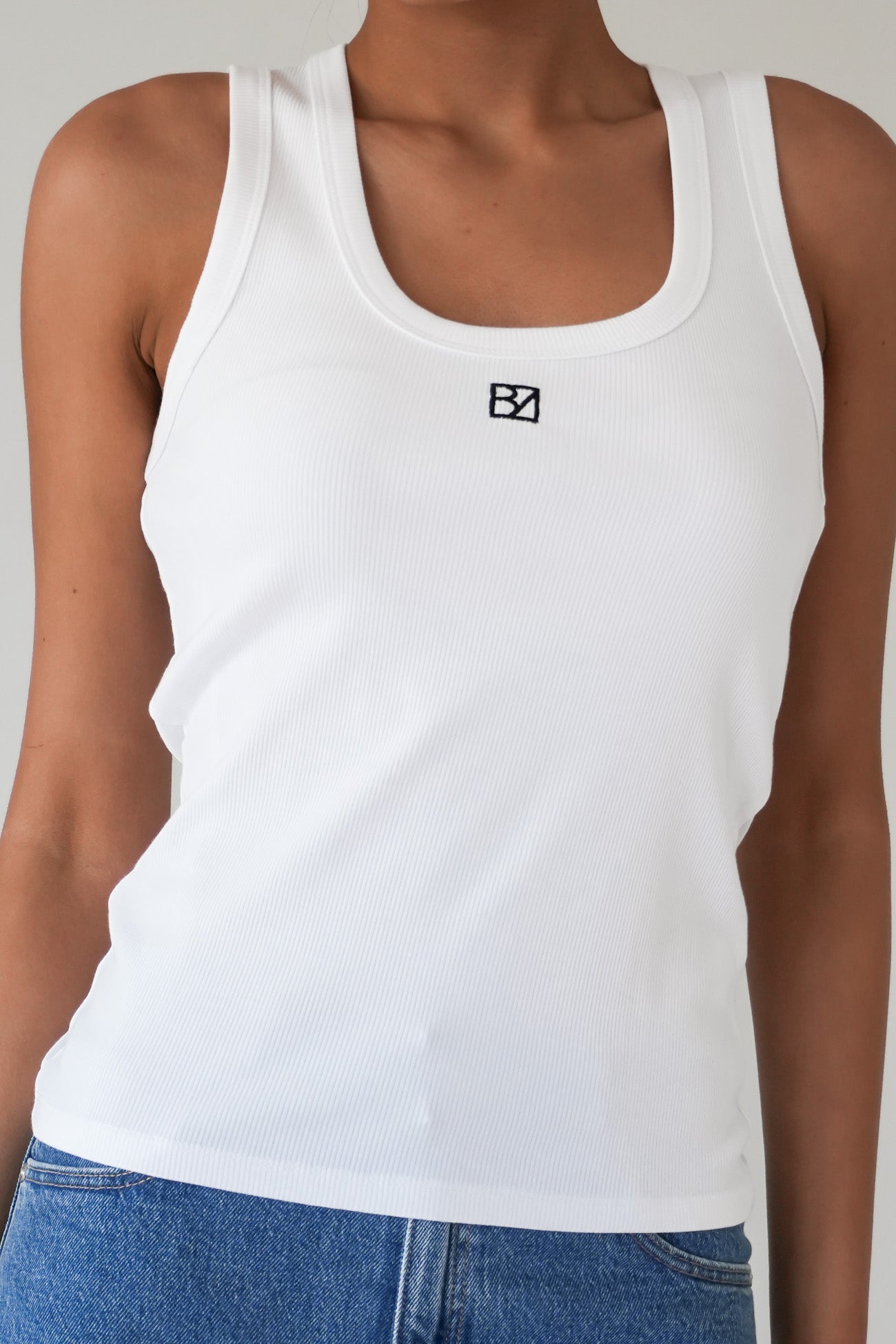 BZ Luxe Rib Tank White