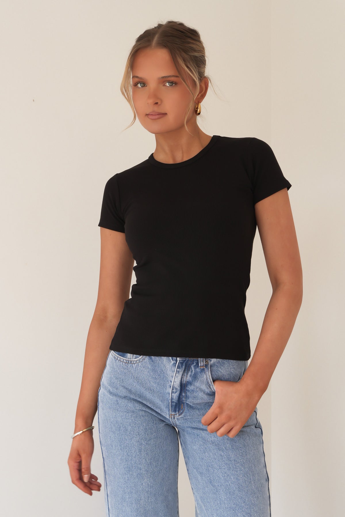 BZ Luxe Rib Tee Black