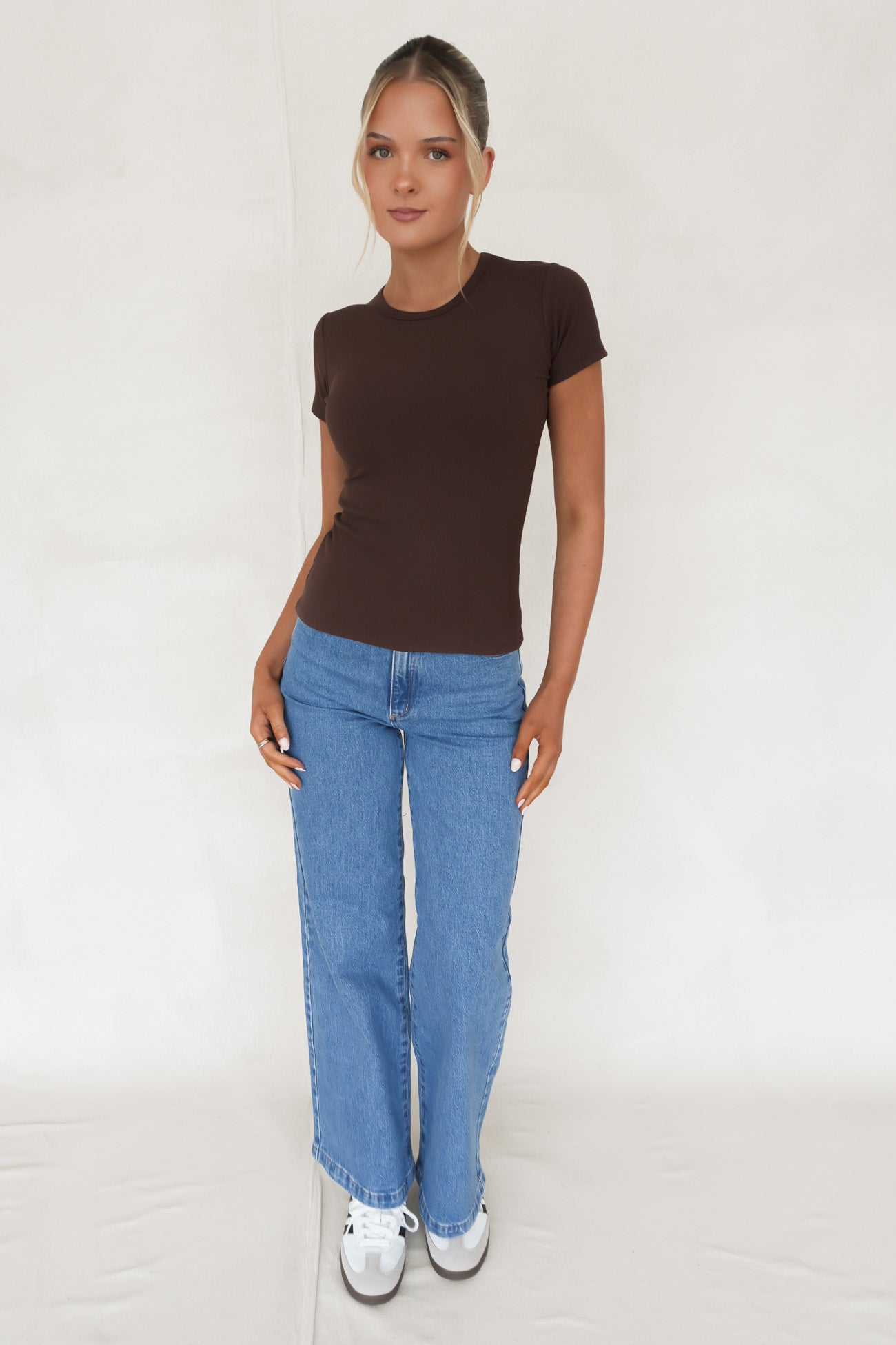 BZ Luxe Rib Tee Chocolate