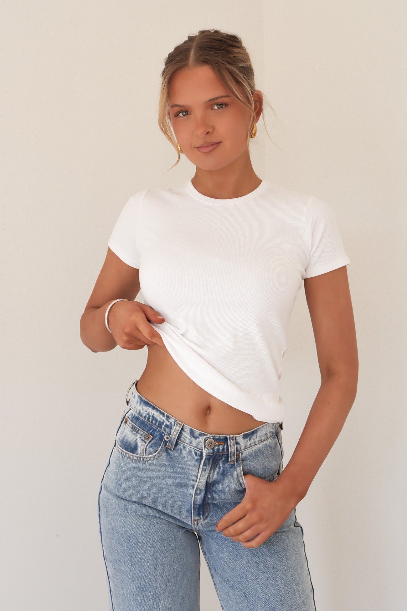 BZ Luxe Rib Tee White