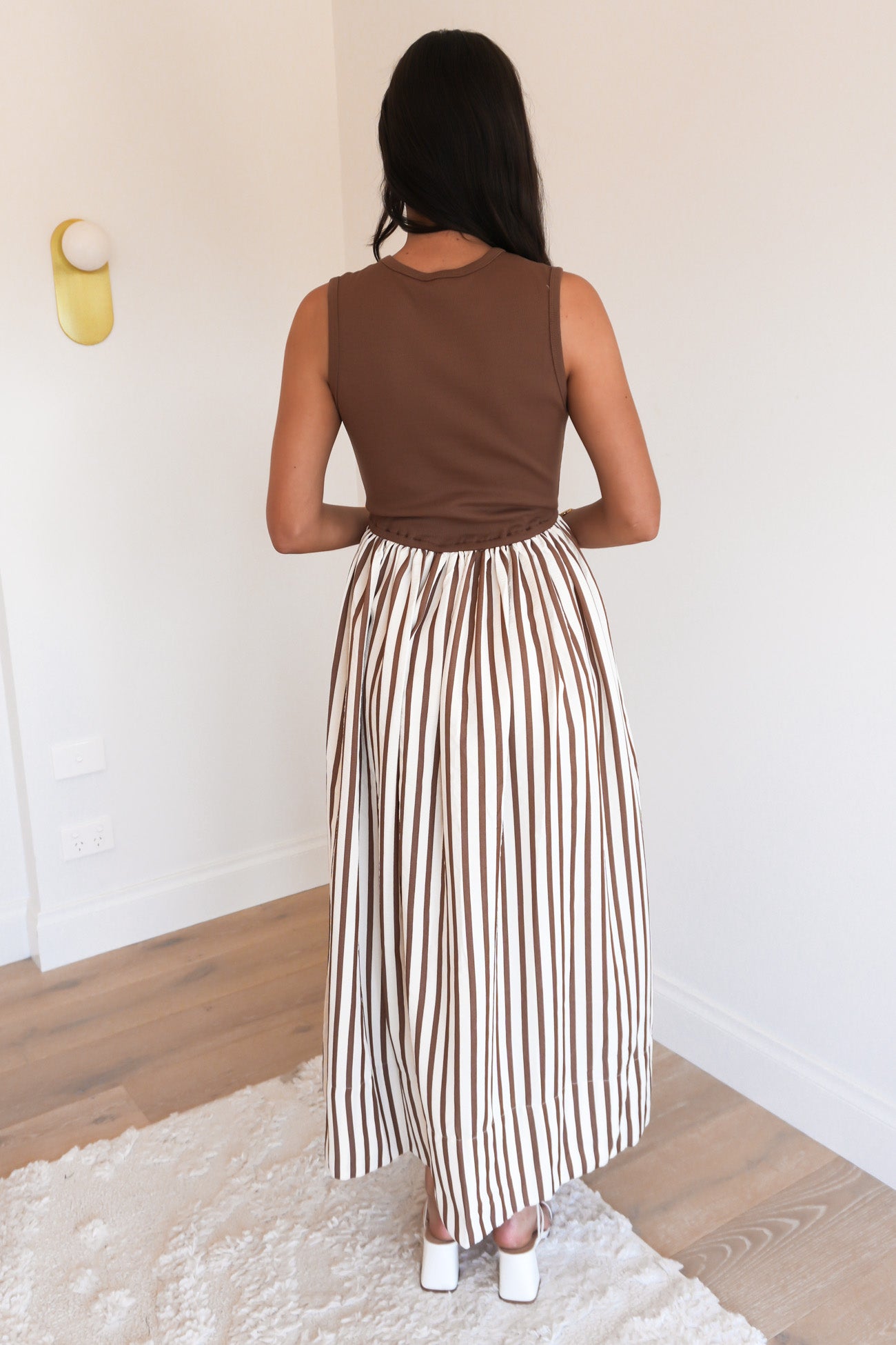 Bailie Maxi Dress Brown Stripe