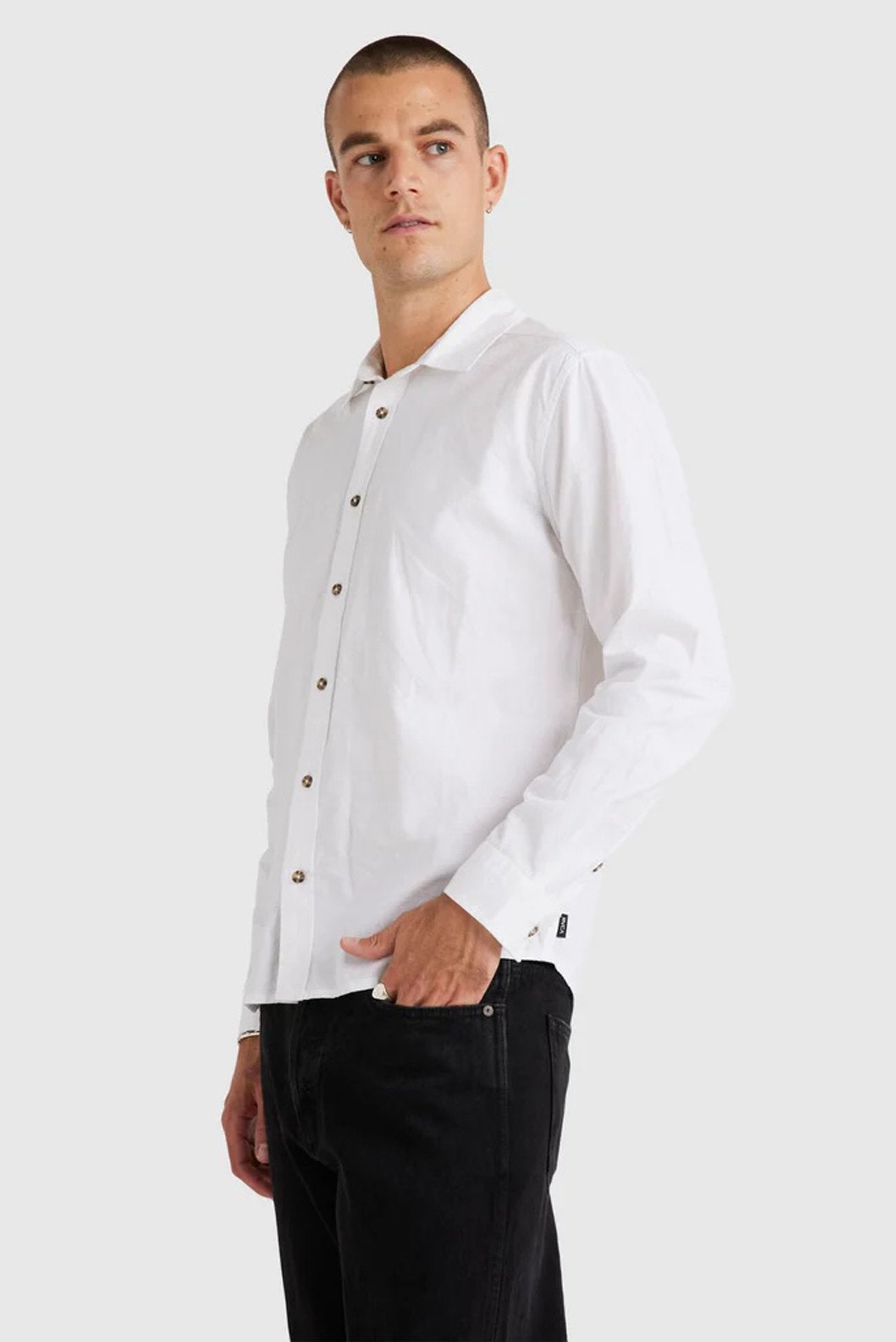 Base Linen Long Sleeve White