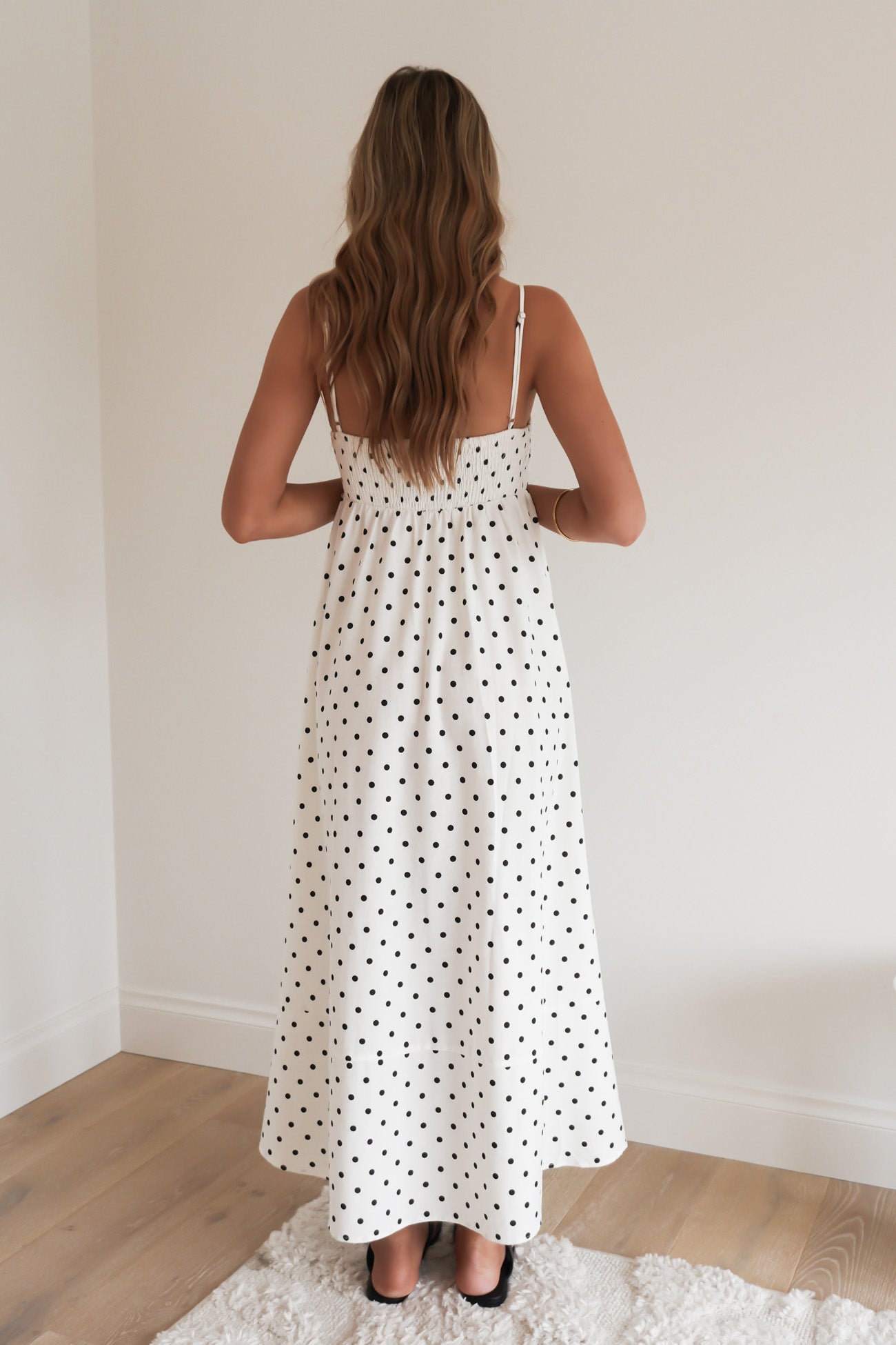 Beck Midi Dress White Polka Dot