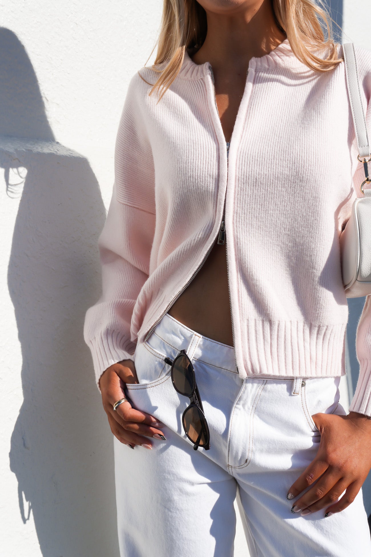 Bess Knit Zip Jumper Pink