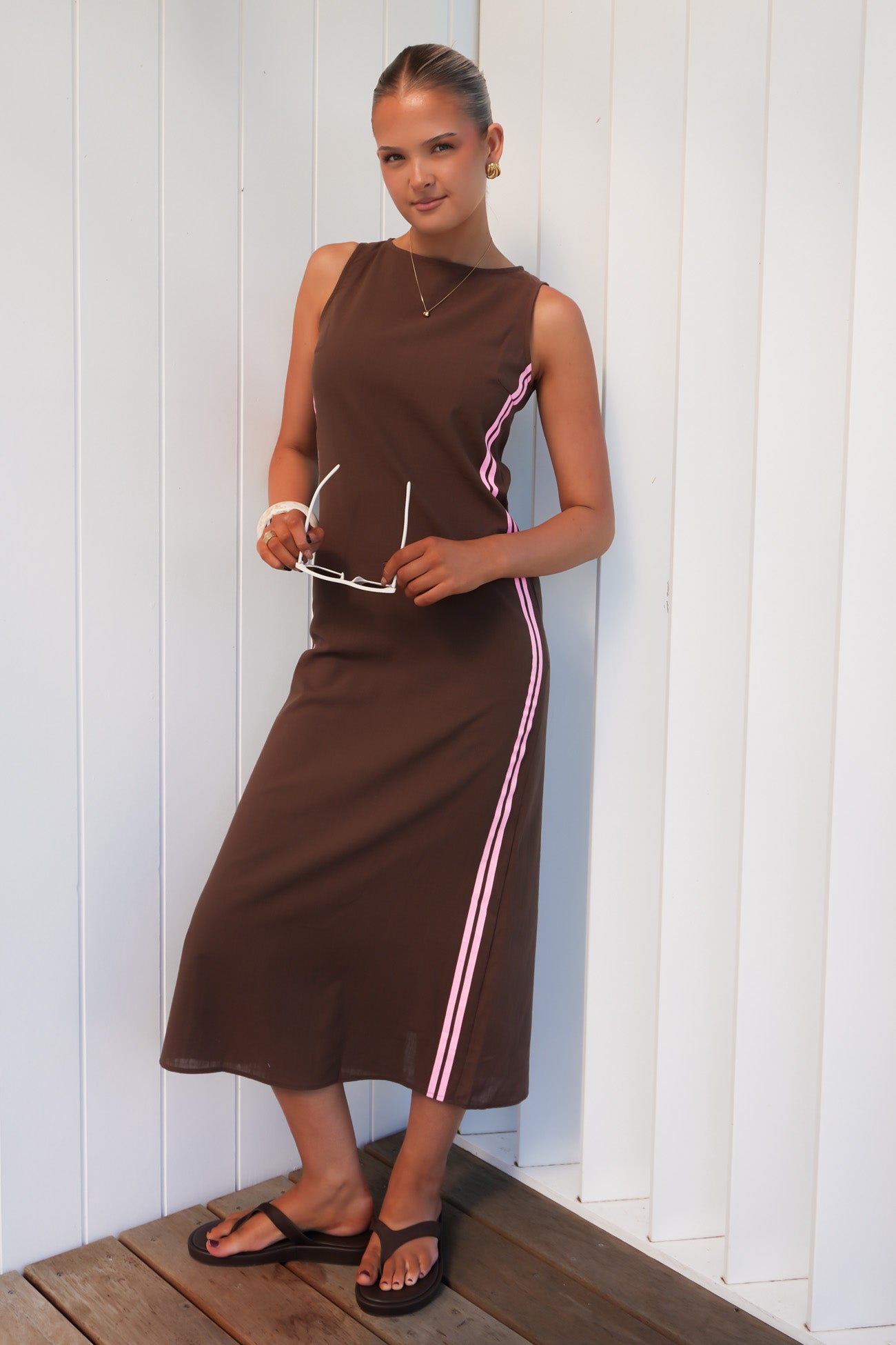 Bessie Midi Dress Chocolate Pink