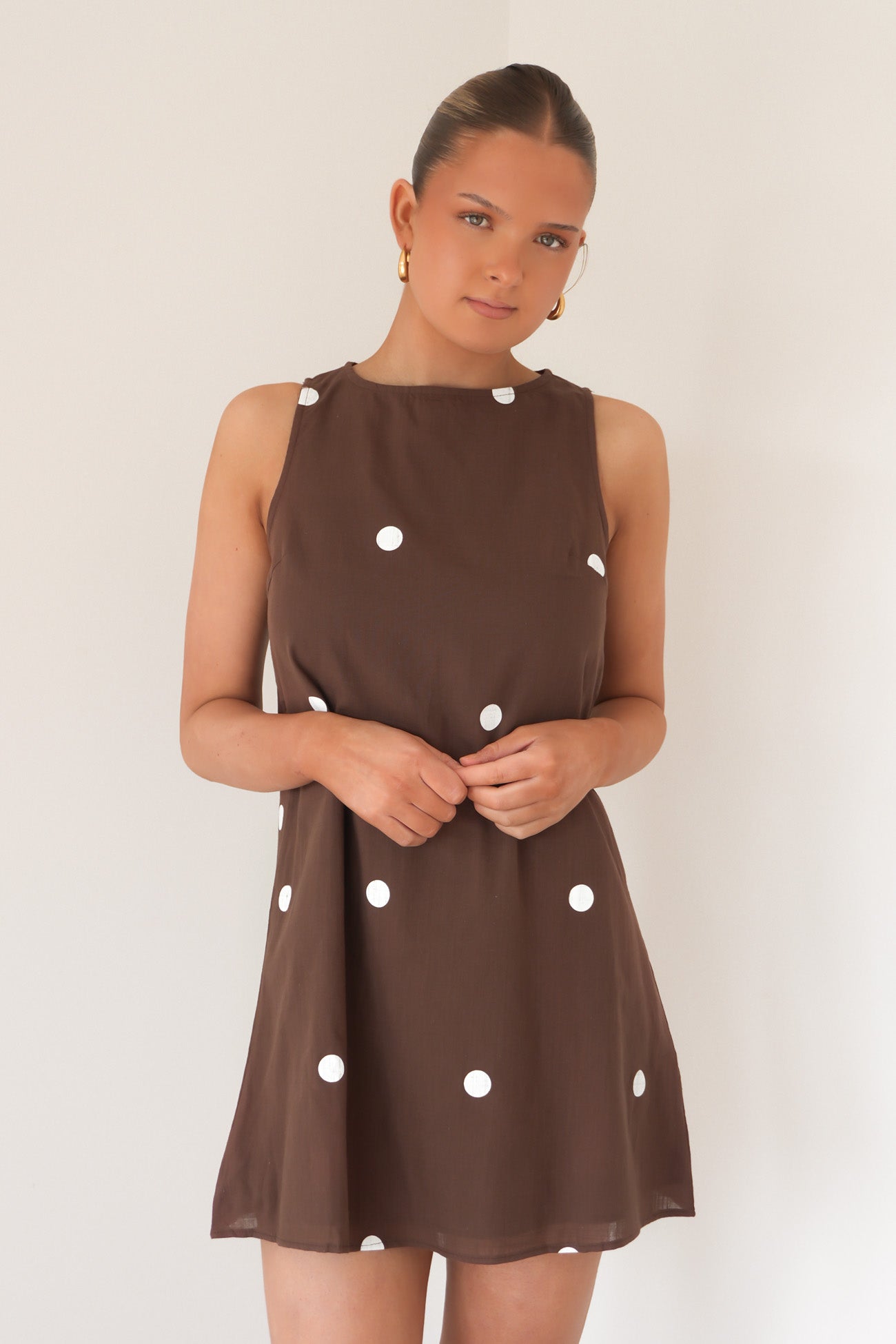 Bessie Mini Dress Chocolate Polka Dot