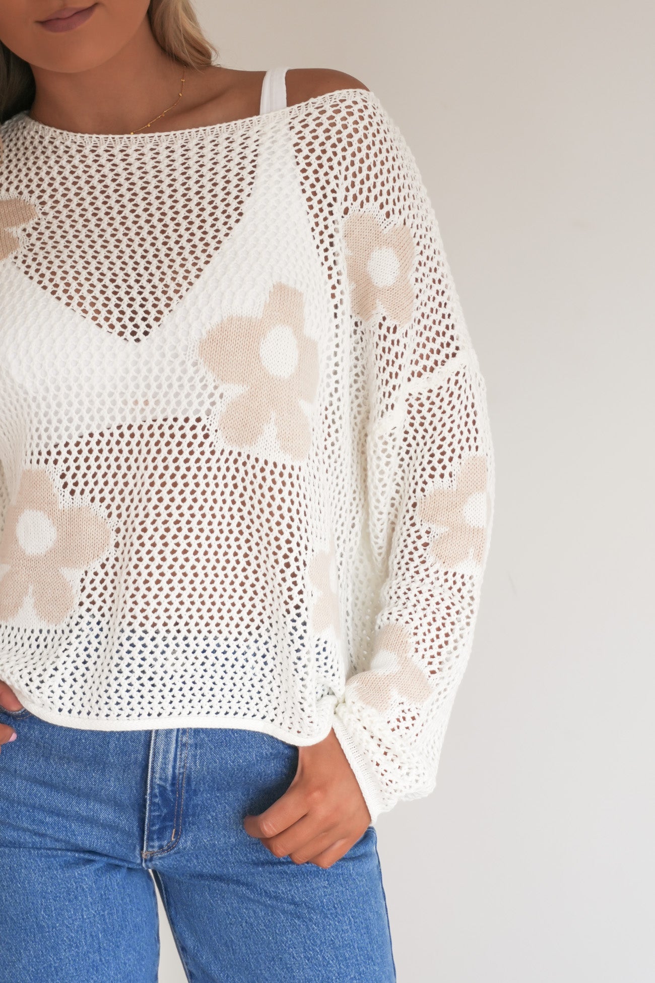 Billy Crochet Top White Flower