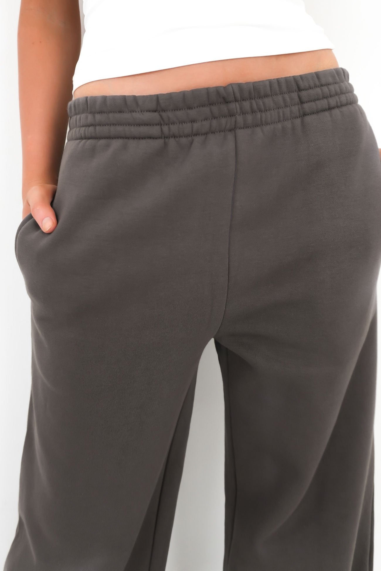 Blair Wide Track Pant Charcoal