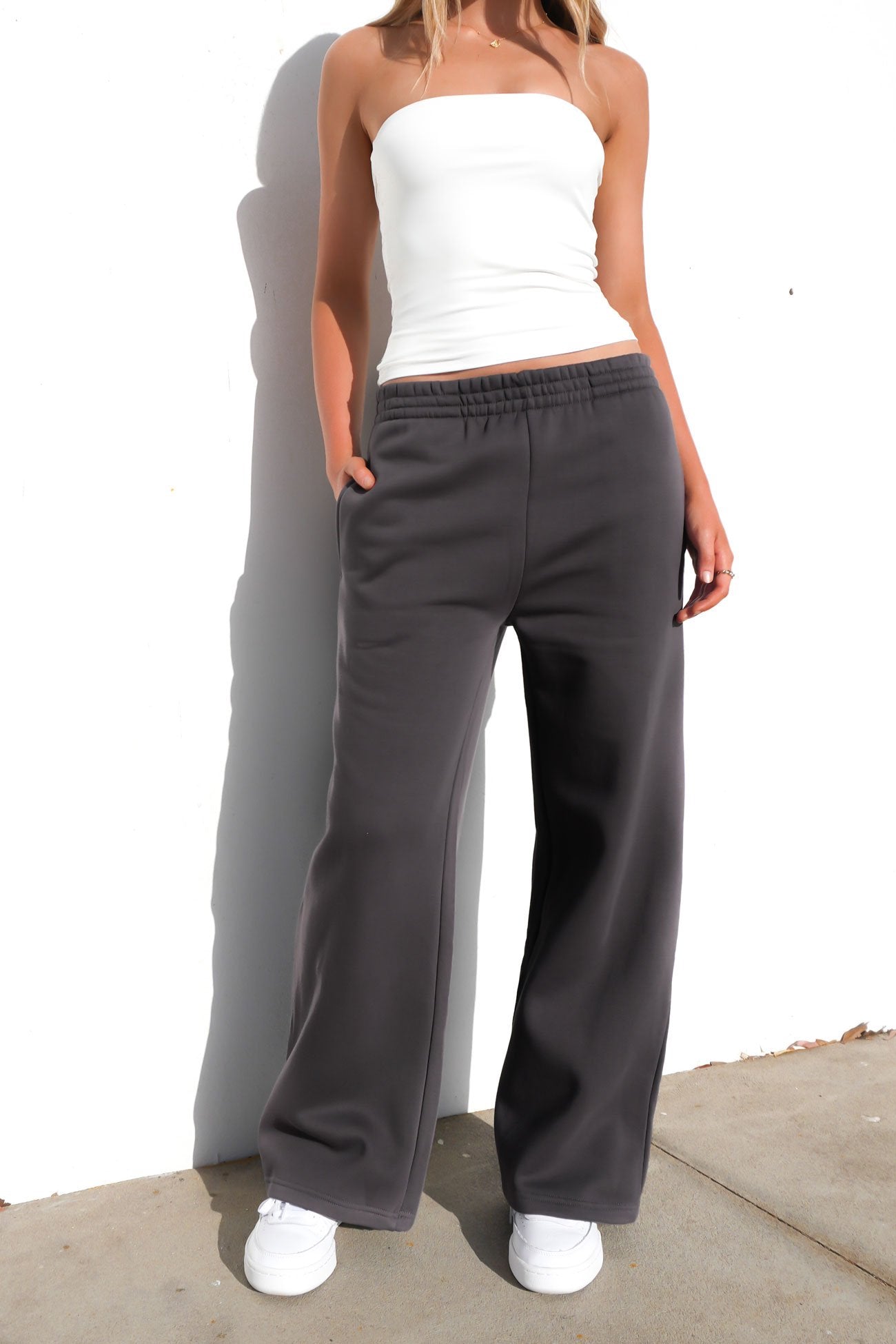 Blair Wide Track Pant Charcoal