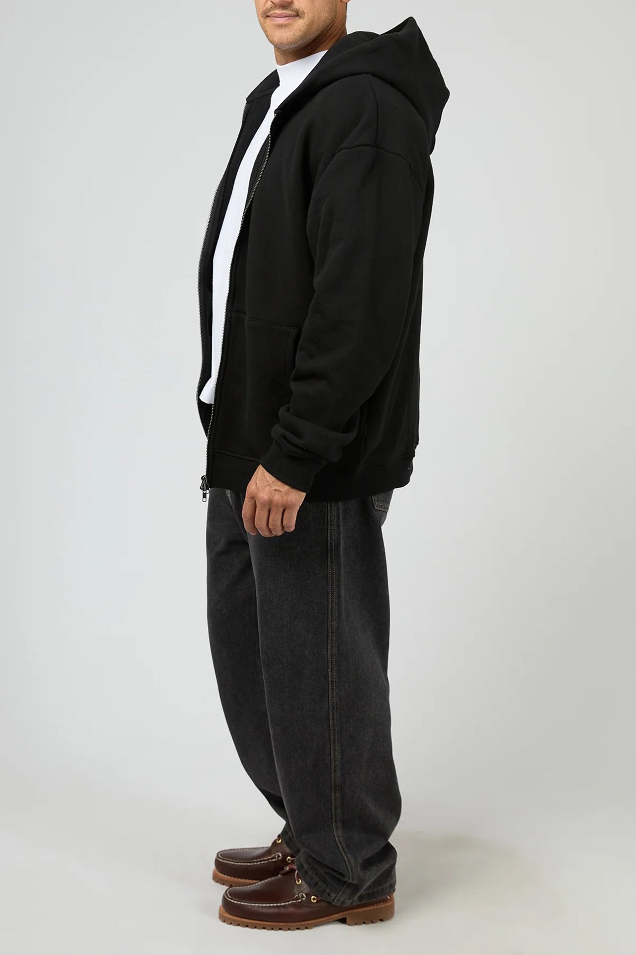 Box Zip Hoodie Black