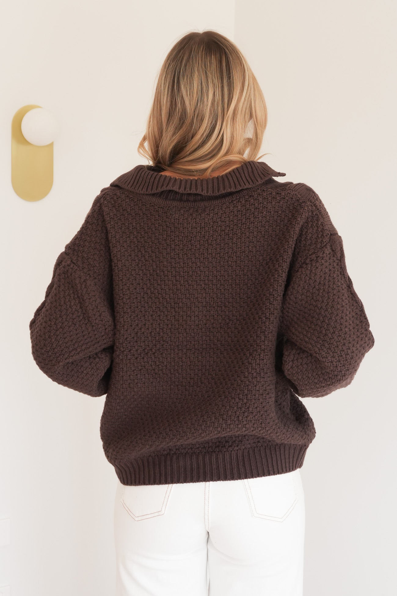 Brianna 1/2 Zip Cable Knit Chocolate