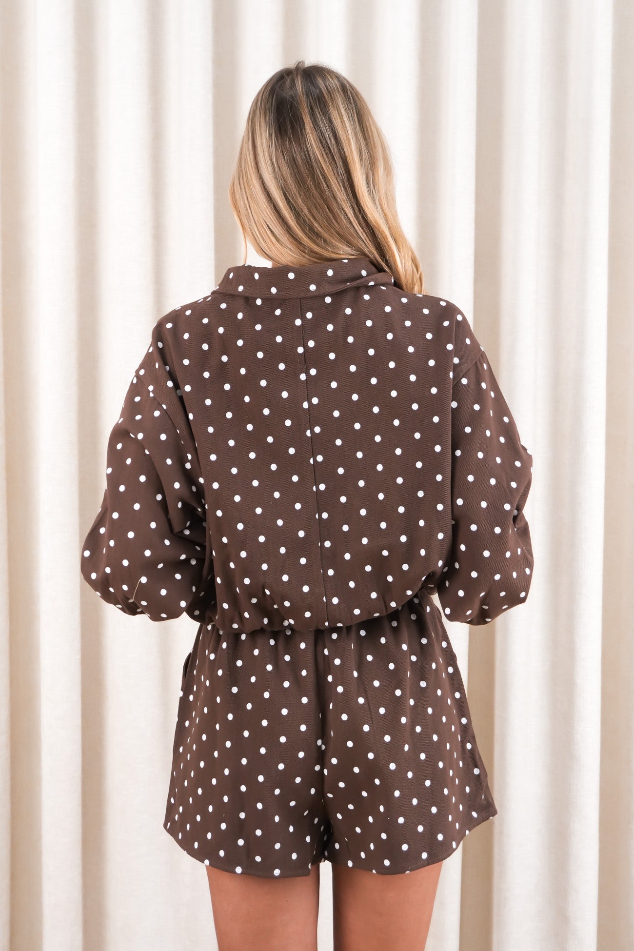 Brittany Denim Set Chocolate Polka Dot