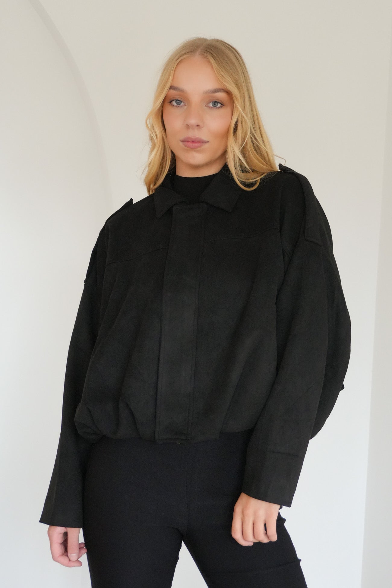 Brooke Suede Bomber Black