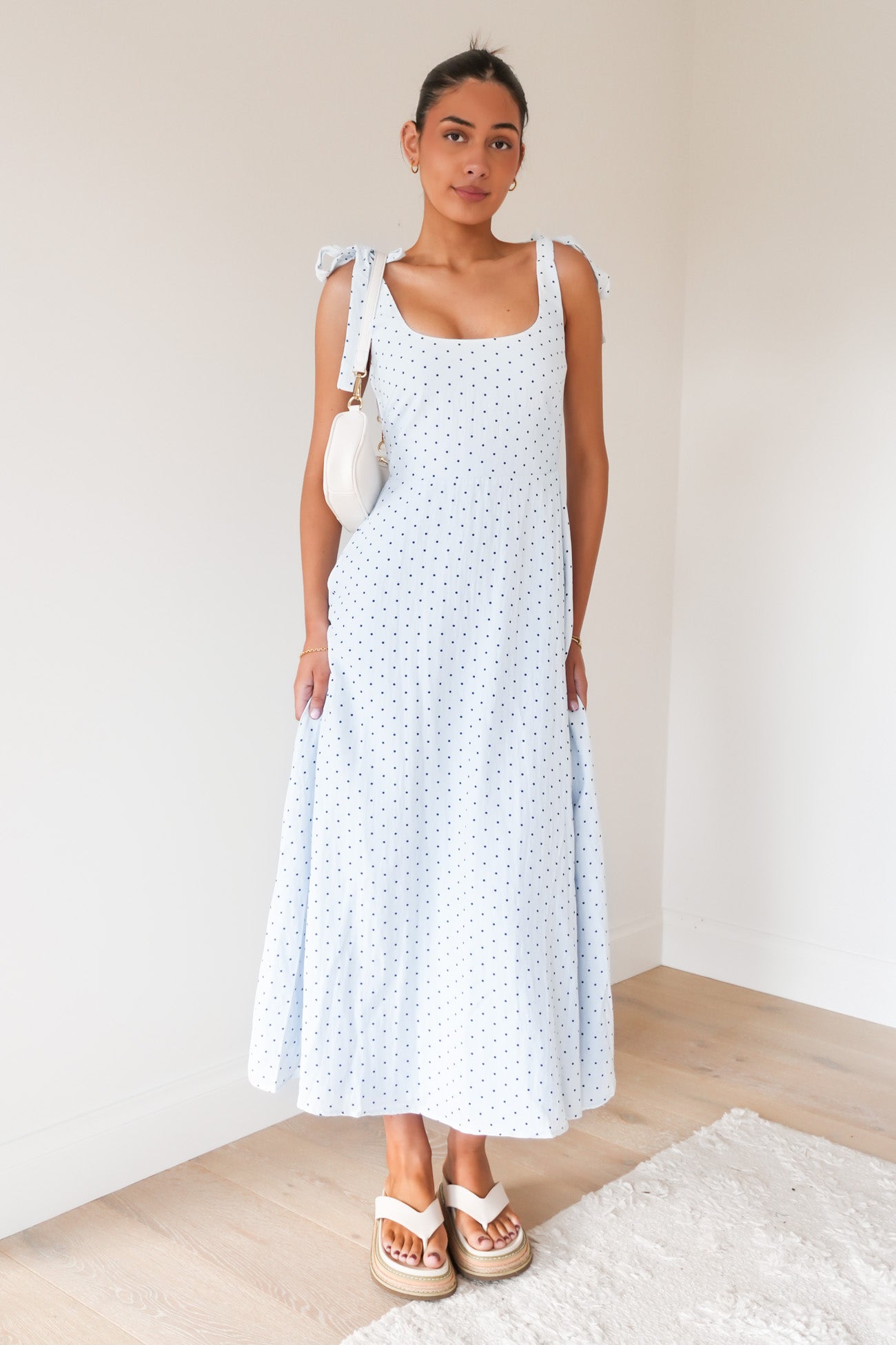 Brydie Midi Dress Blue Polka Dot