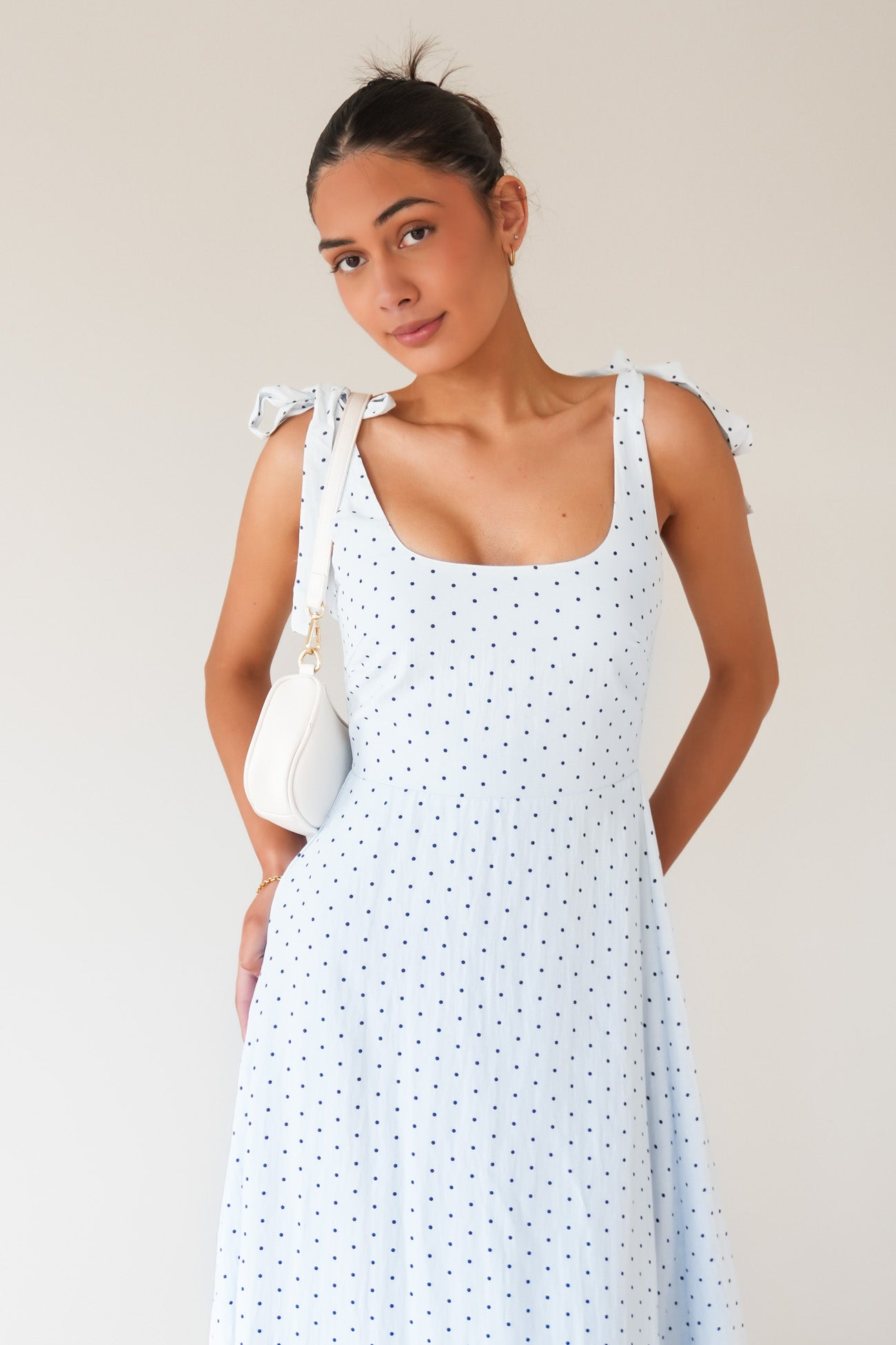 Brydie Midi Dress Blue Polka Dot