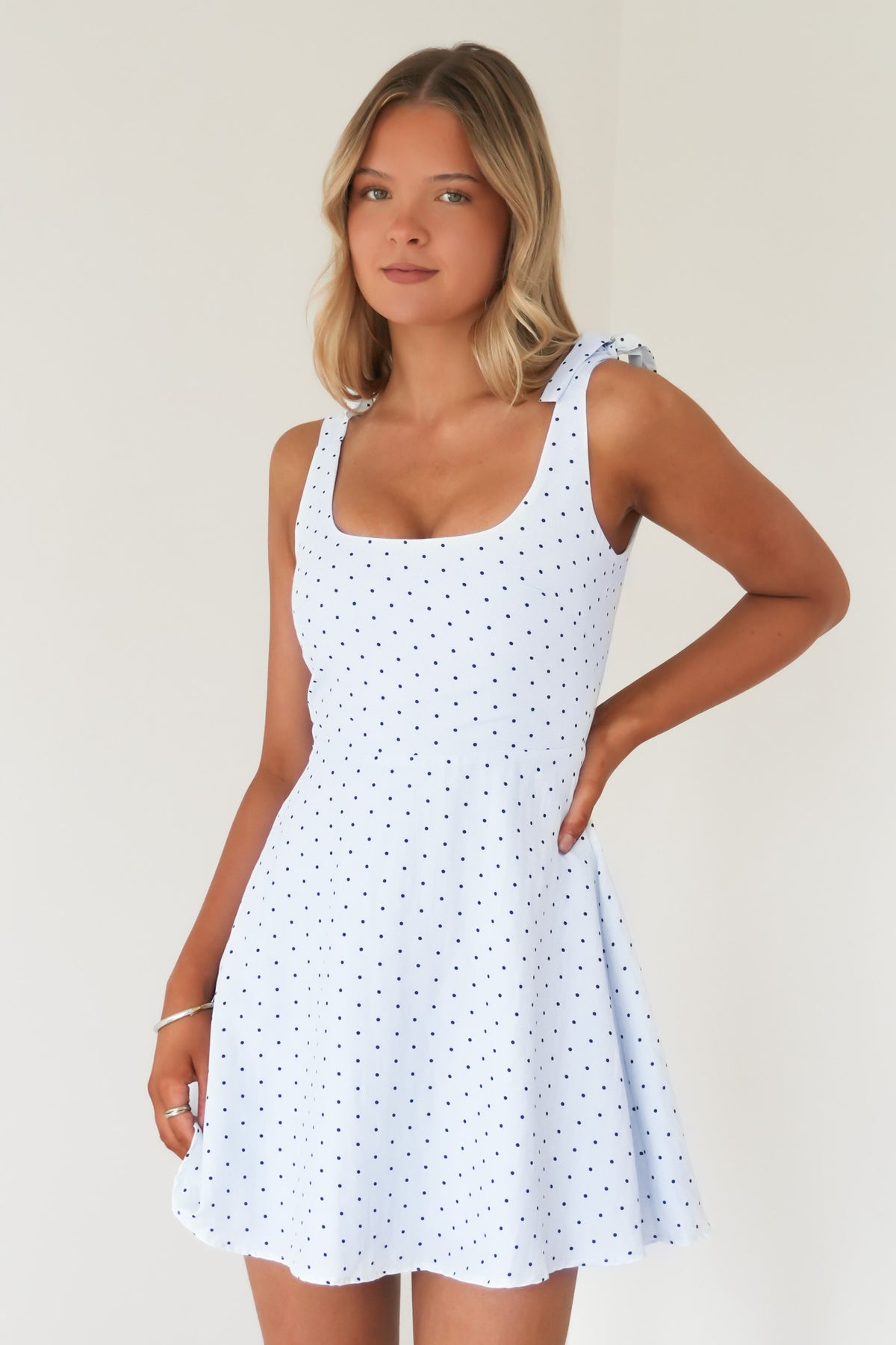 Brydie Mini Dress Blue Polka Dot