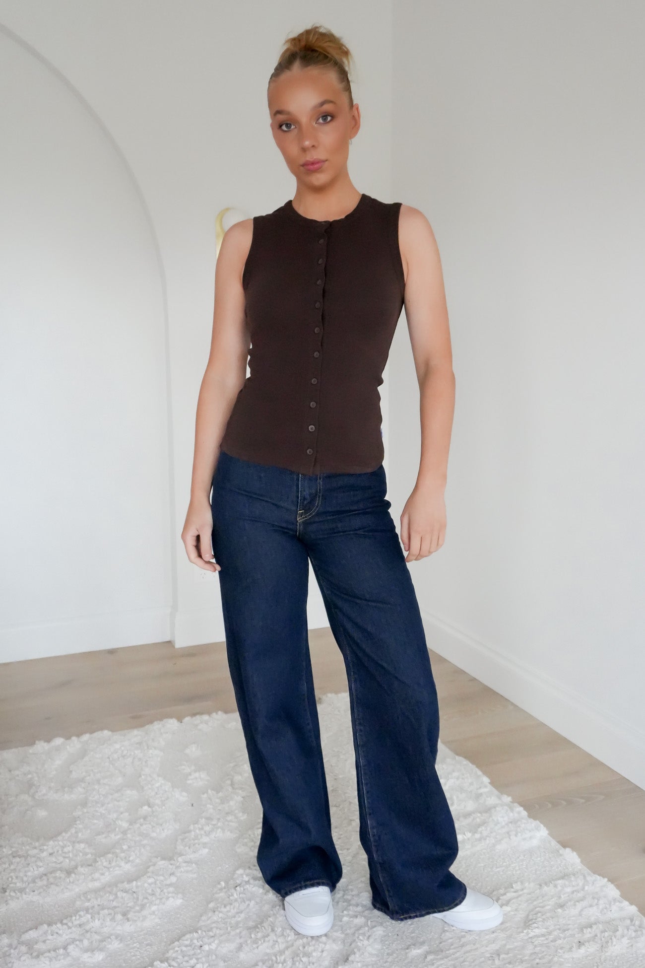 Button Up Tank Chocolate