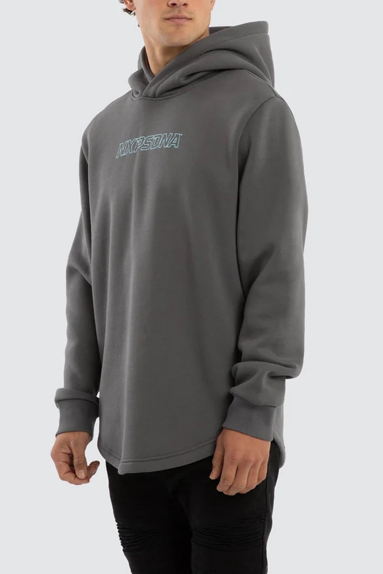 Public Dual Curved Hoodie Charcoal Asphalt