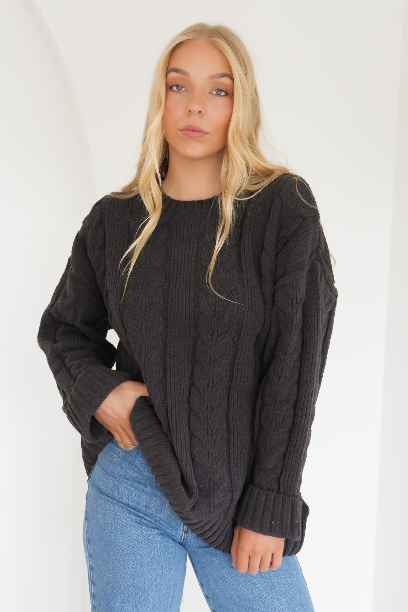 Cable Cove Sweater Vintage Black