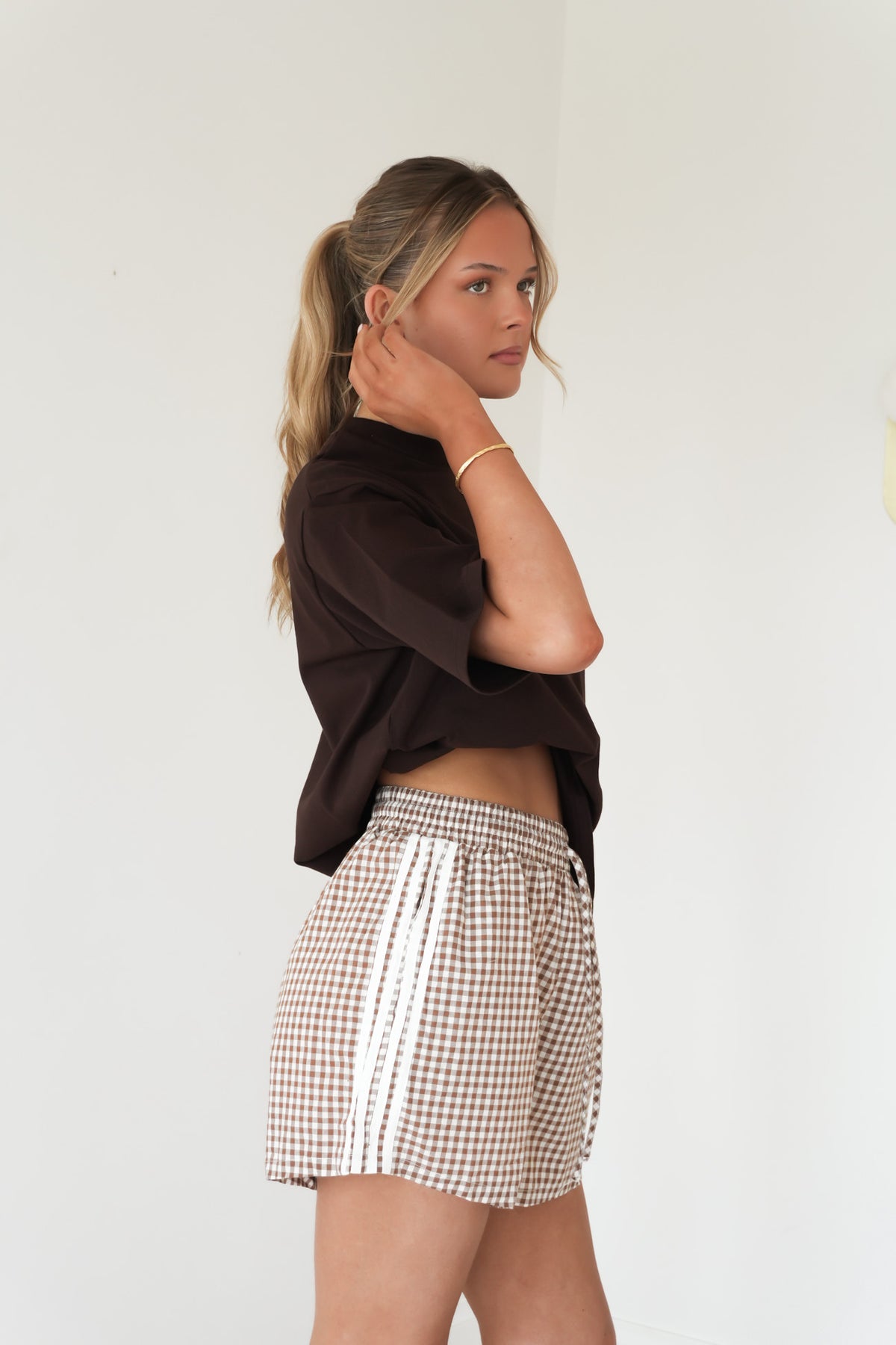 Cadie Short Brown Gingham