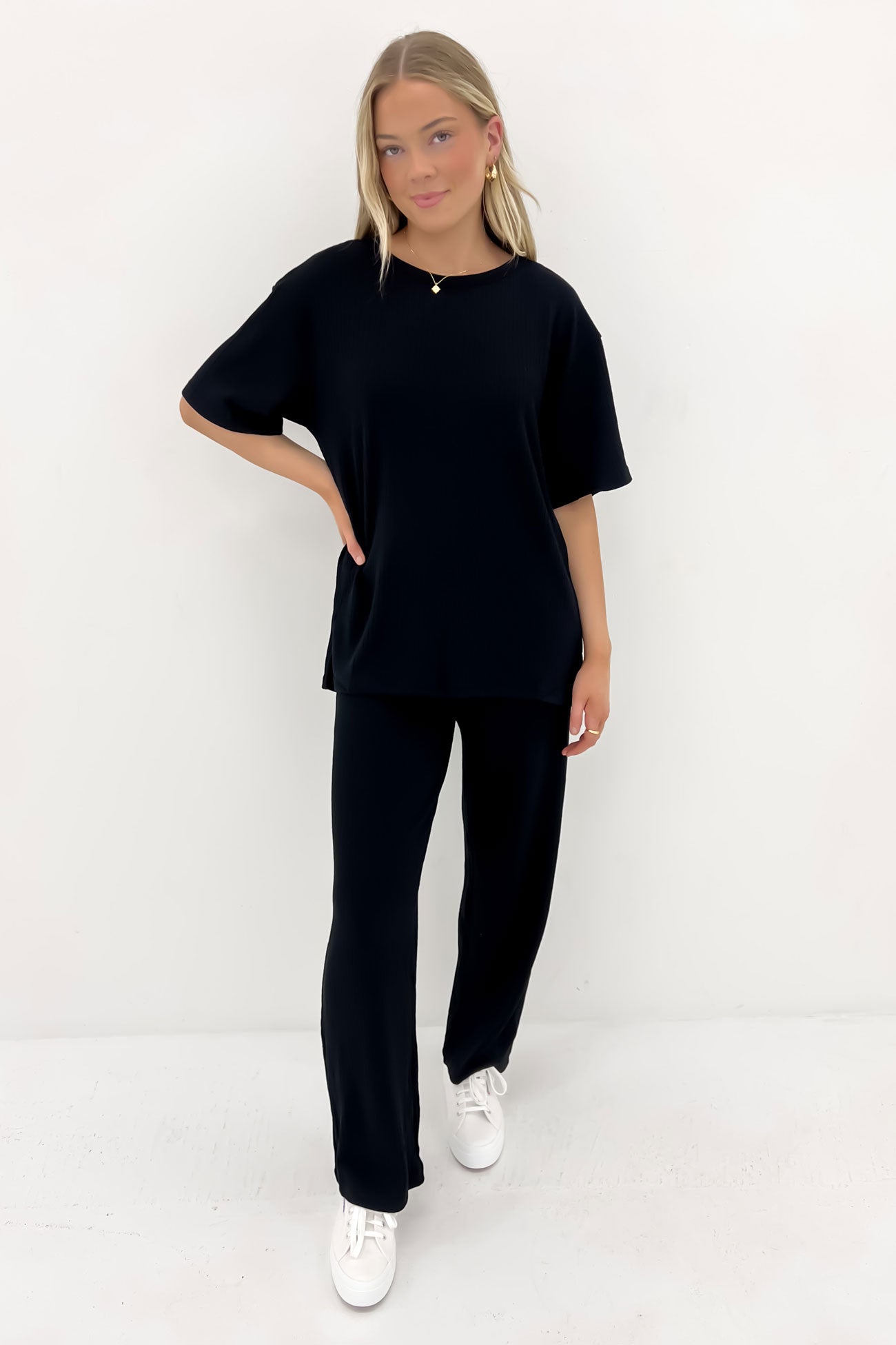 Caeleigh Ribbed Pant Black