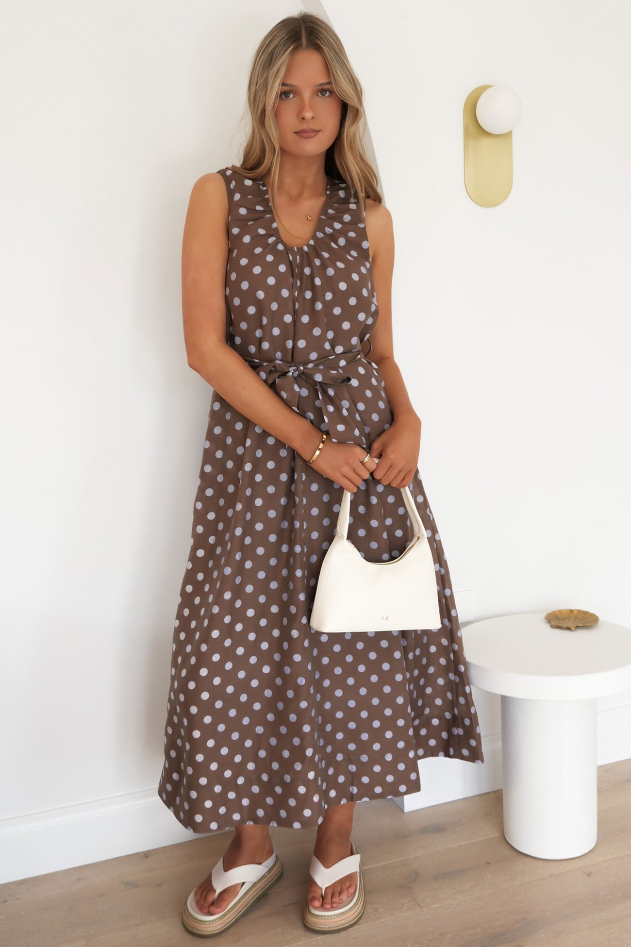 Cailey Maxi Dress Chocolate Polka Dot