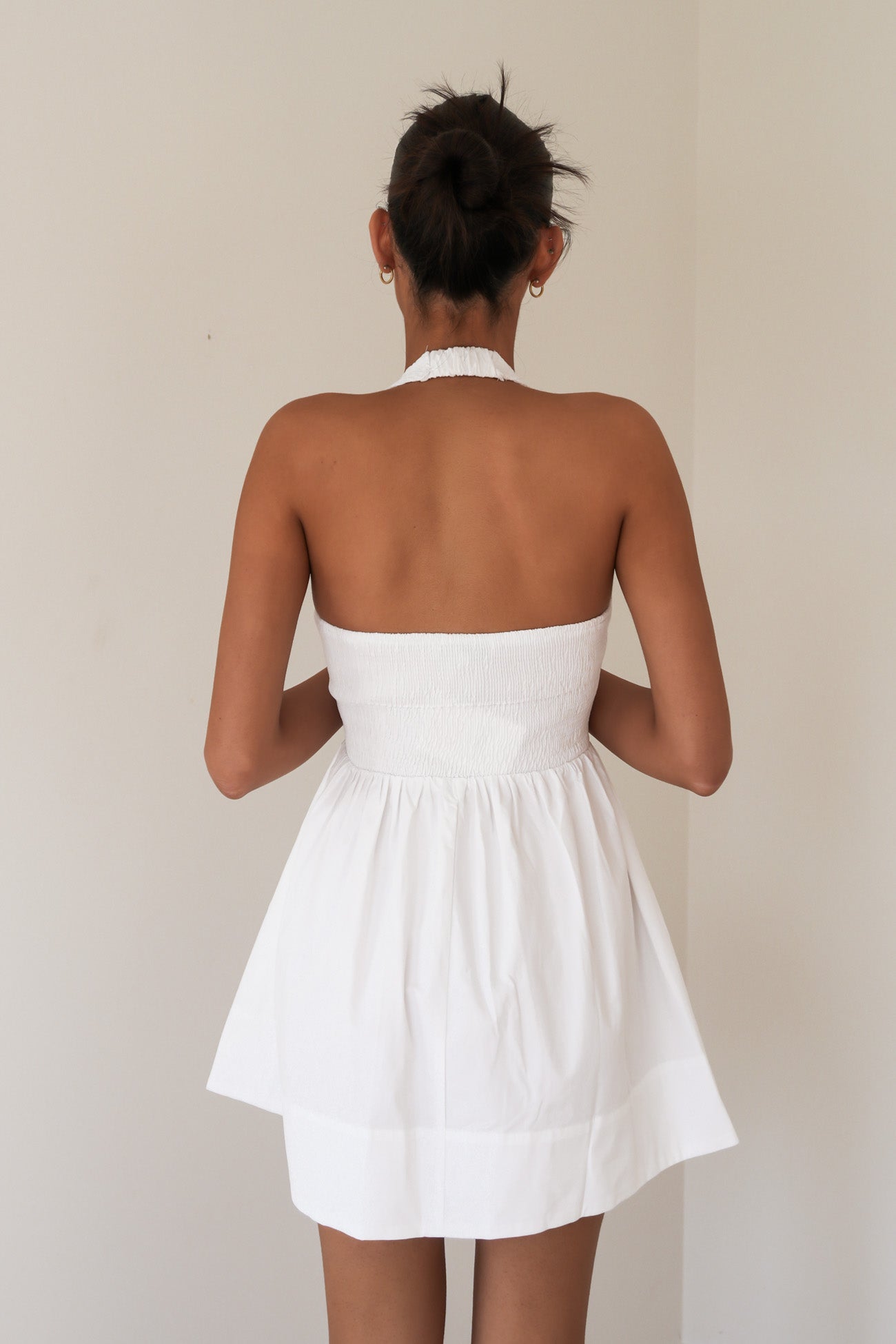Camelia Halter Mini Dress White