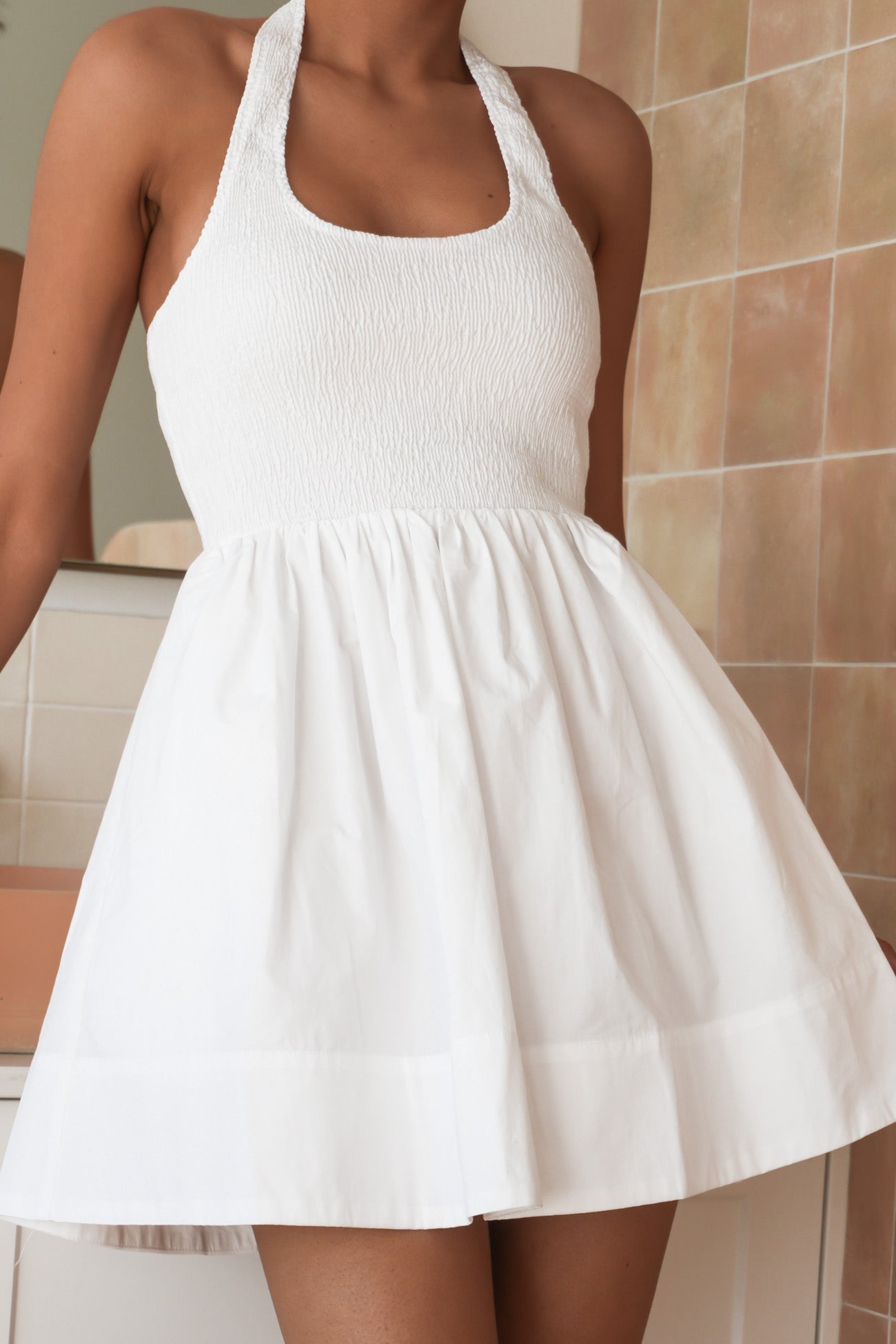 Camelia Halter Mini Dress White