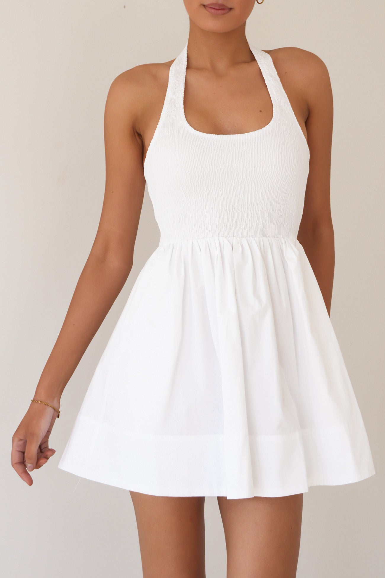 Camelia Halter Mini Dress White