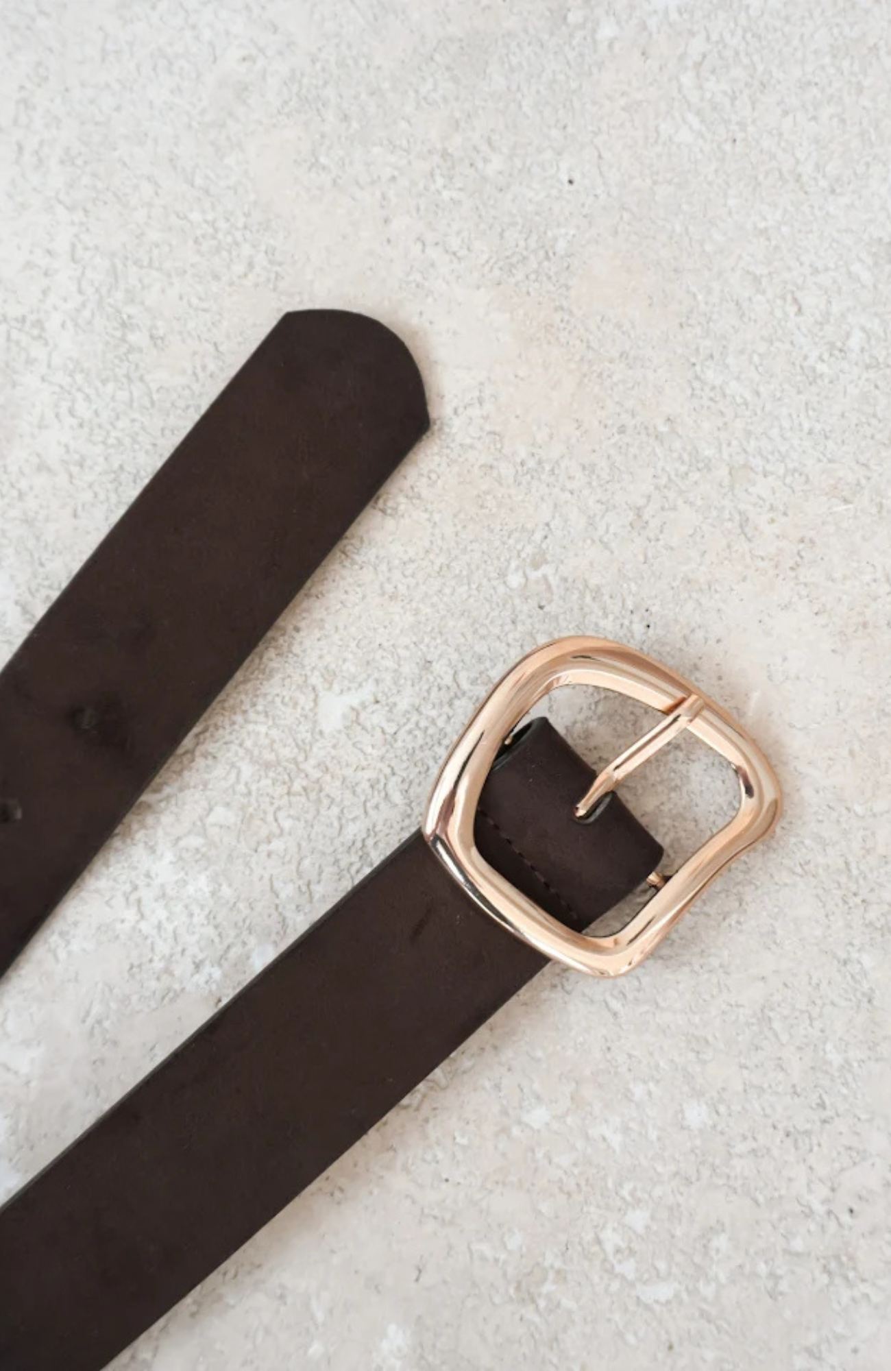Carter Belt Dark Cacao Suede Gold