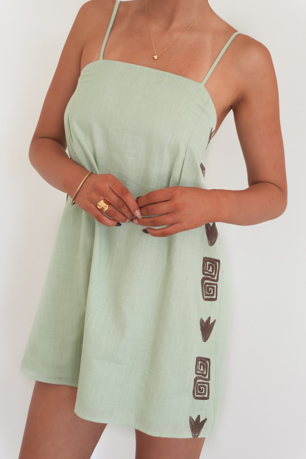 Catalina Mini Dress Sage Brown
