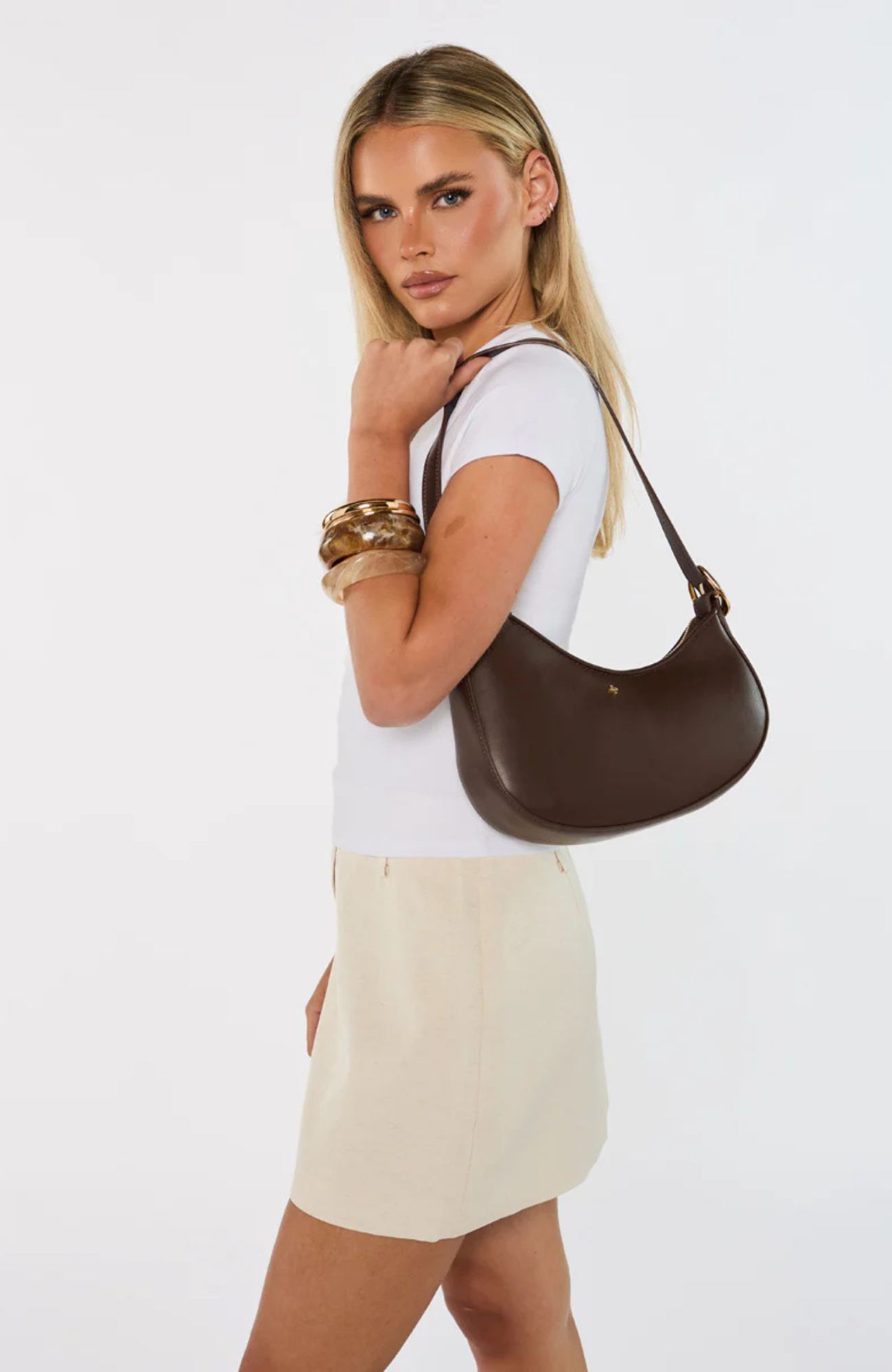 Cinder Bag Chocolate PU Gold