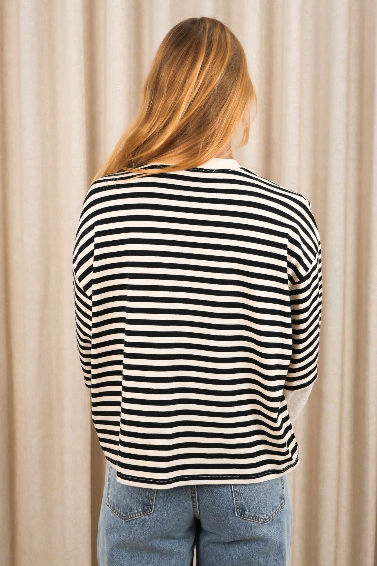 Cindy Lace Long Sleeve Tee Black Stripe
