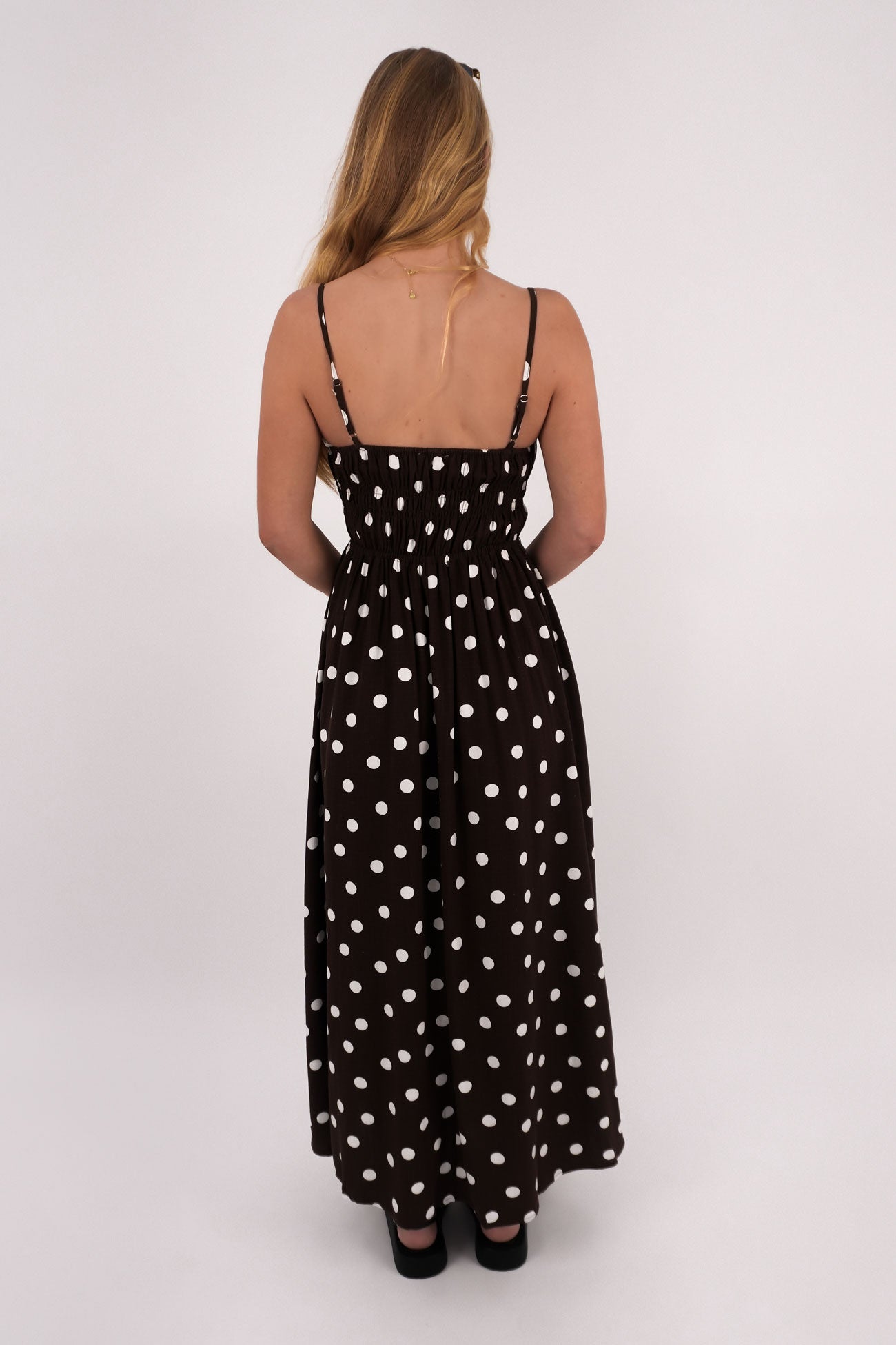 Clarissa Midi Dress Chocolate Polkadot