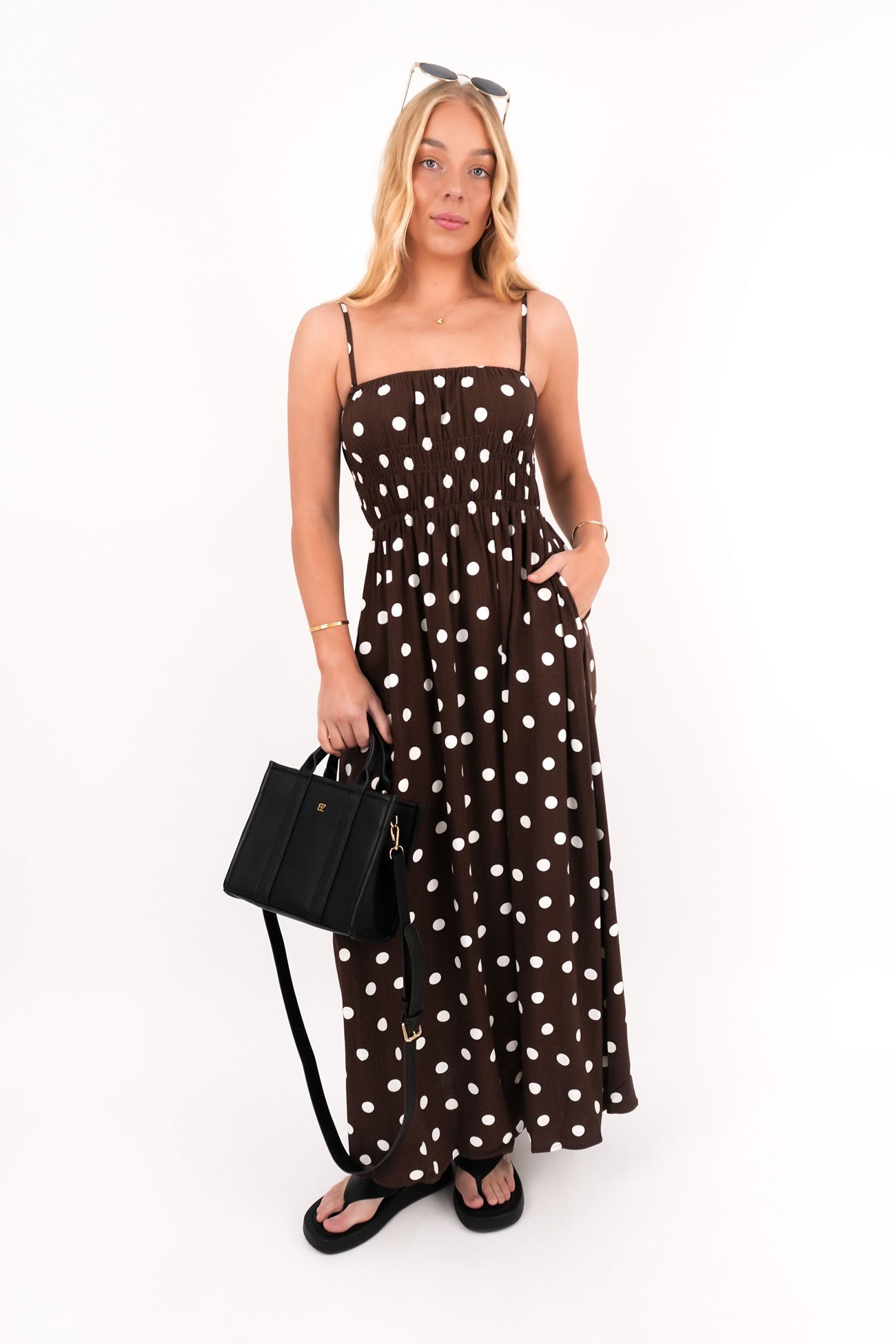 Clarissa Midi Dress Chocolate Polkadot