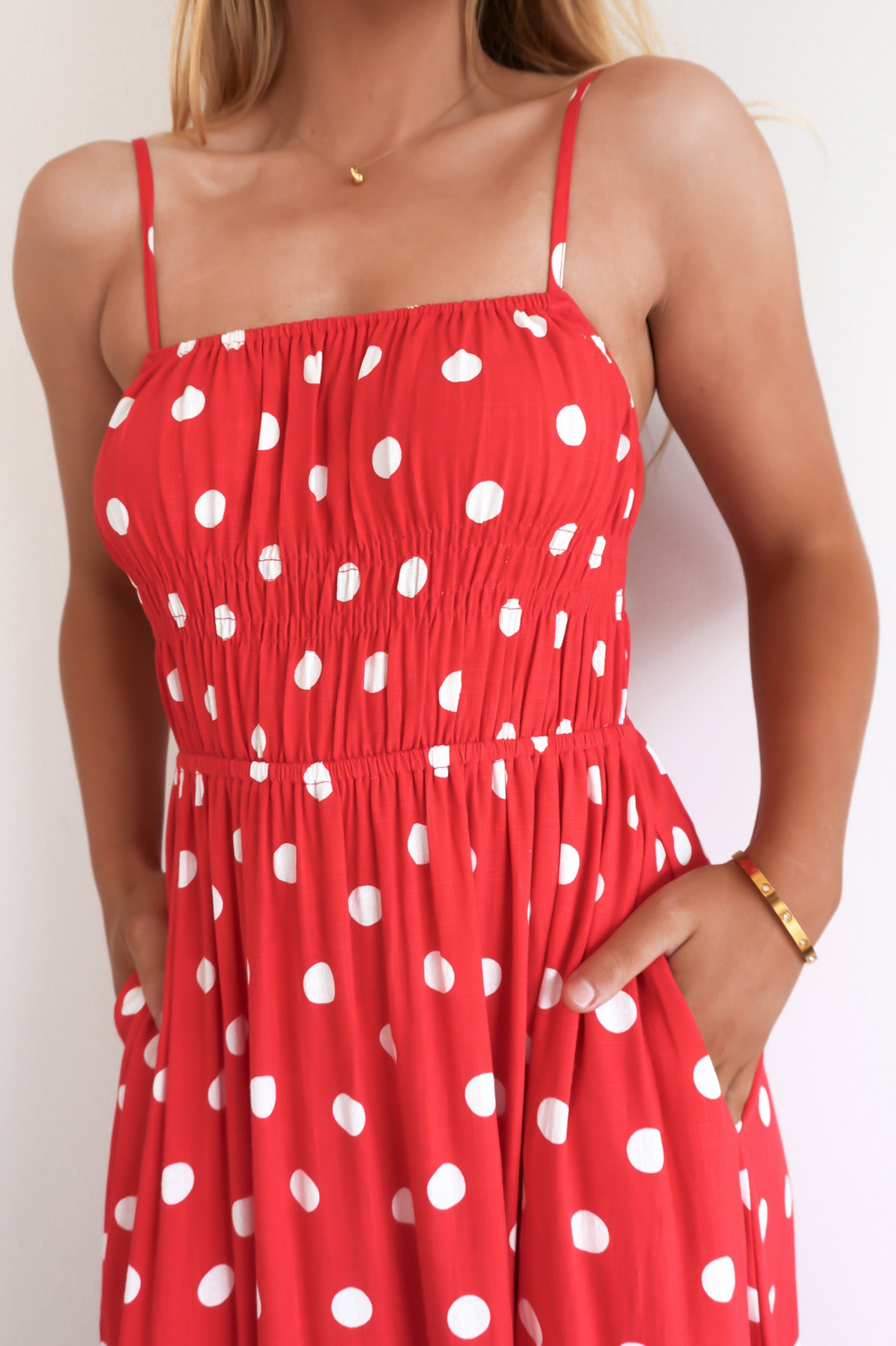 Clarissa Midi Dress Red Polka Dot