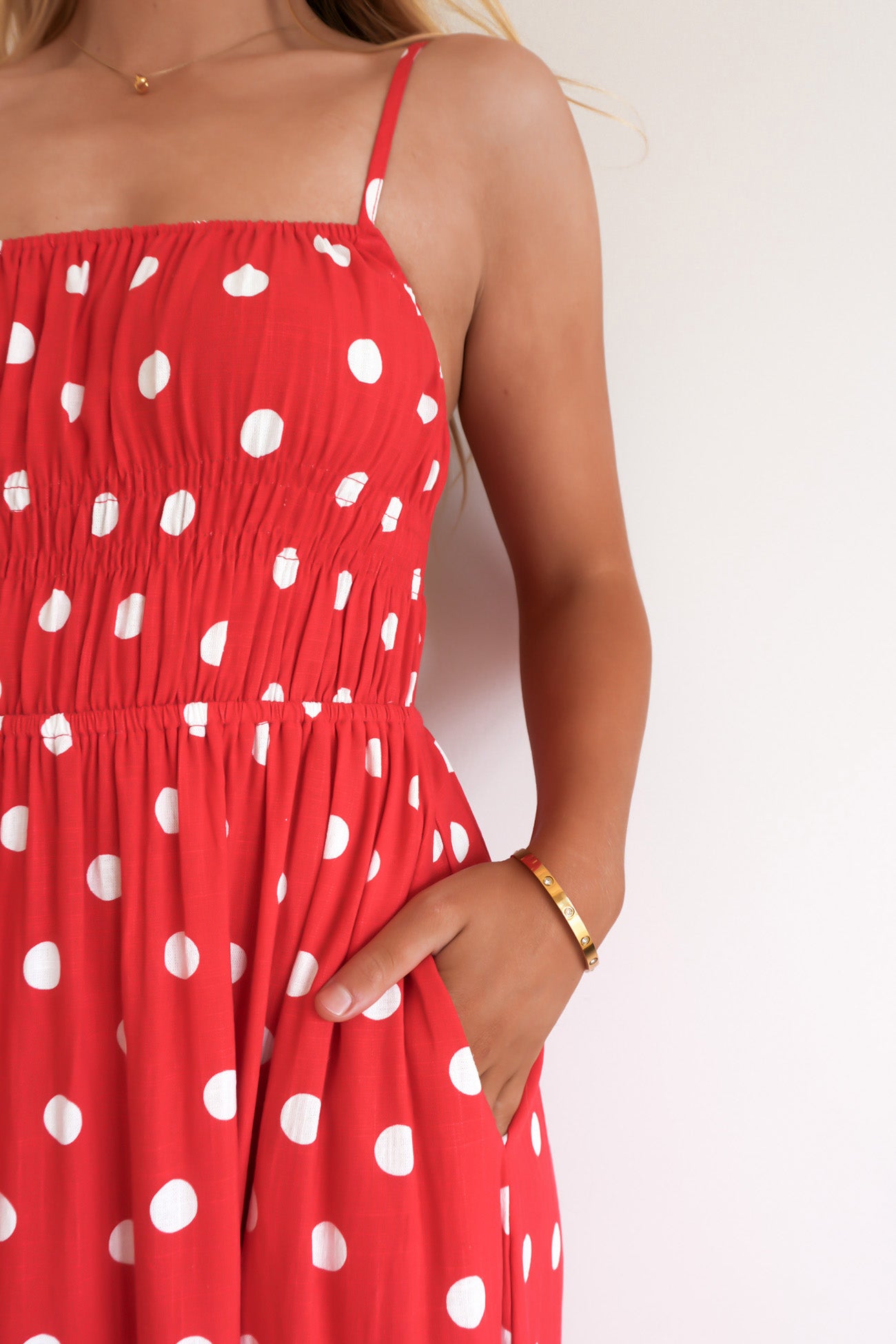 Clarissa Midi Dress Red Polka Dot