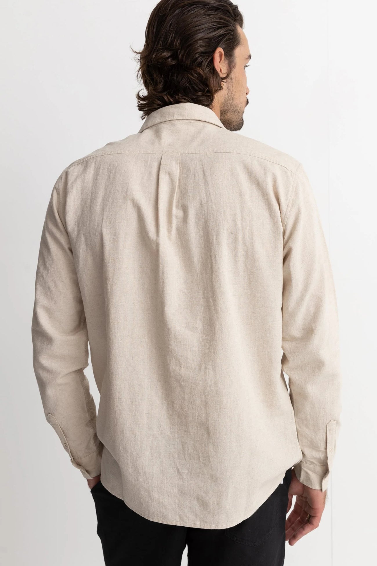Classic Linen Long Sleeve Shirt Sand b
