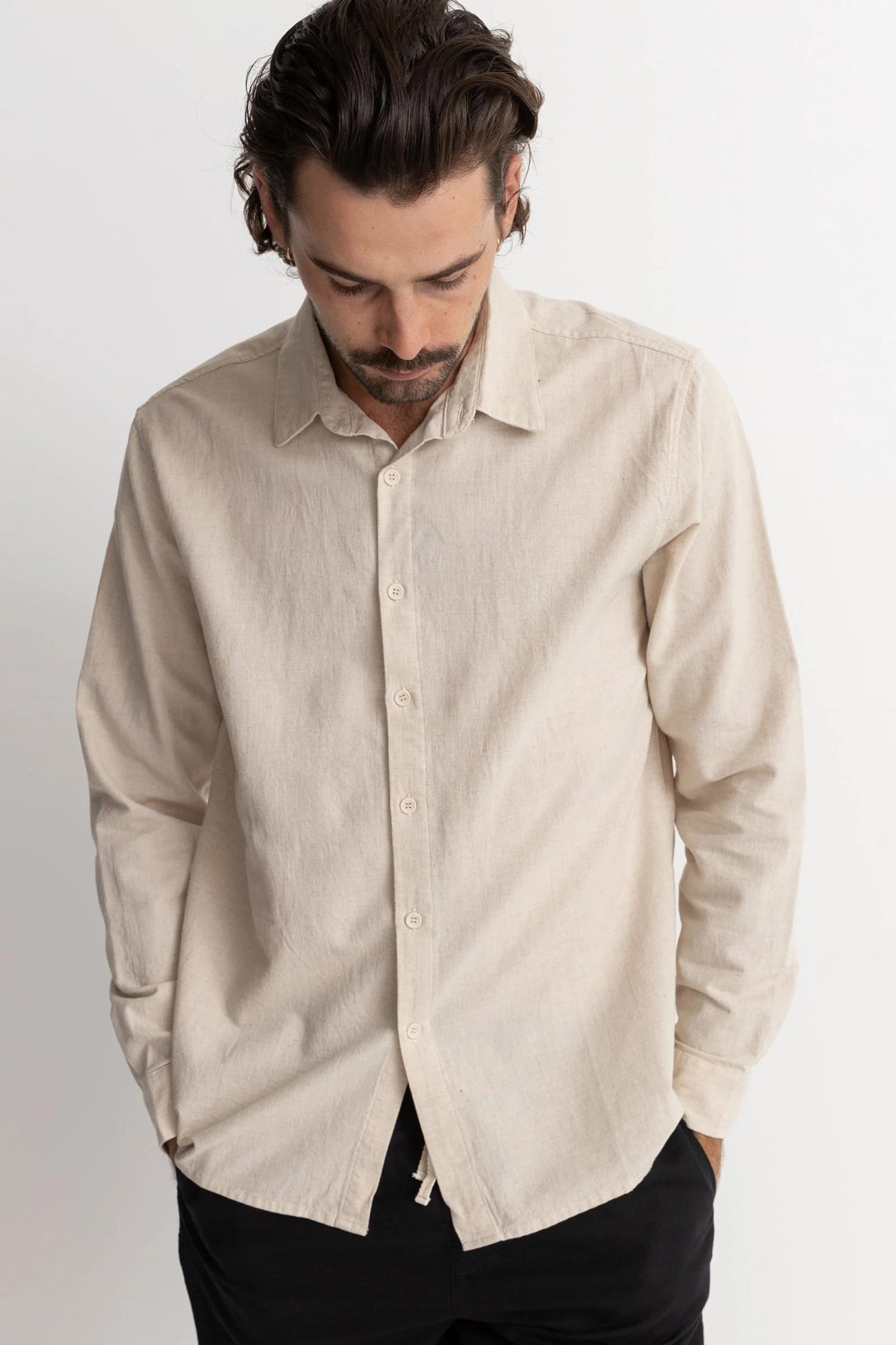Classic Linen Long Sleeve Shirt Sand f