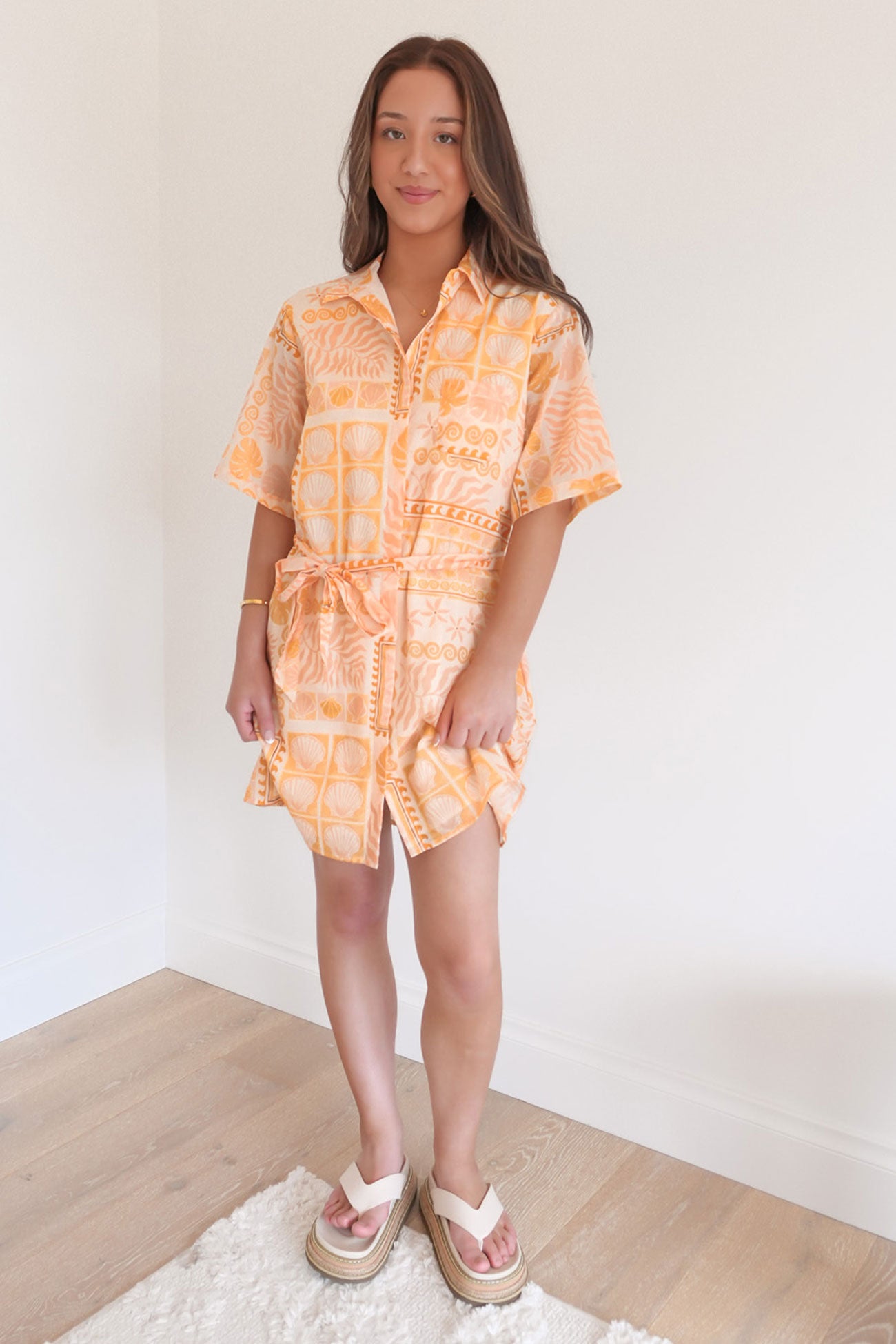 Coast Mini Shirt Dress Peach Shell Patchwork