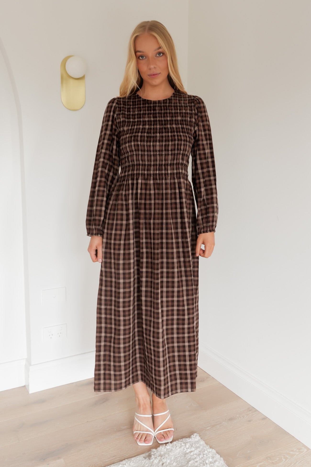 Coco Check Dress Coffee