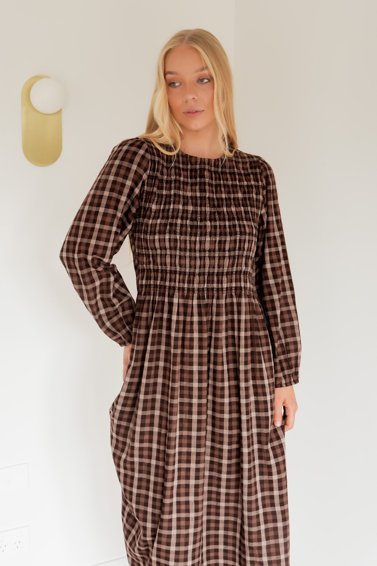 Coco Check Dress Coffee
