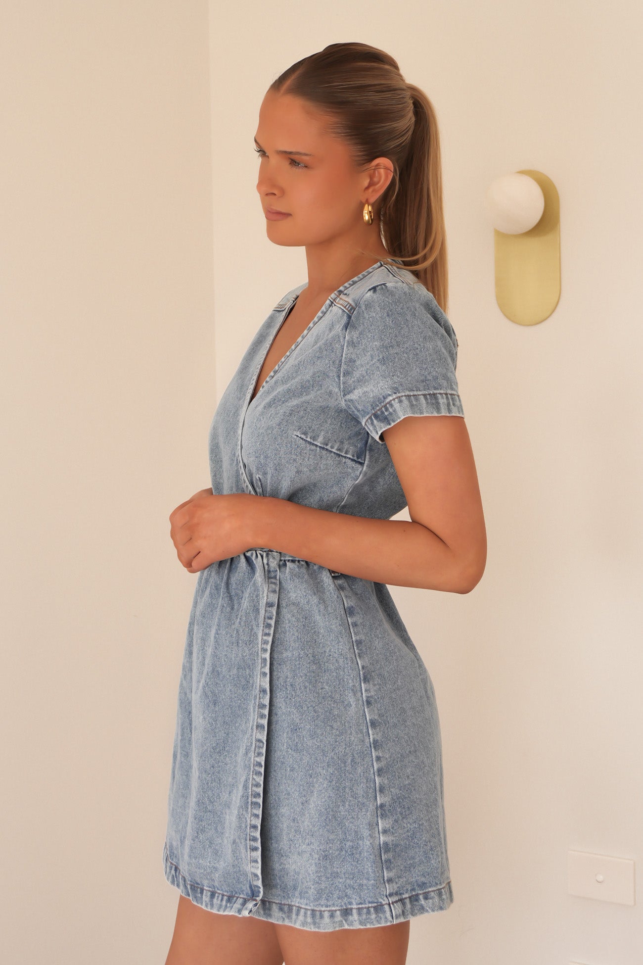 Cohen Denim Mini Dress Light Blue