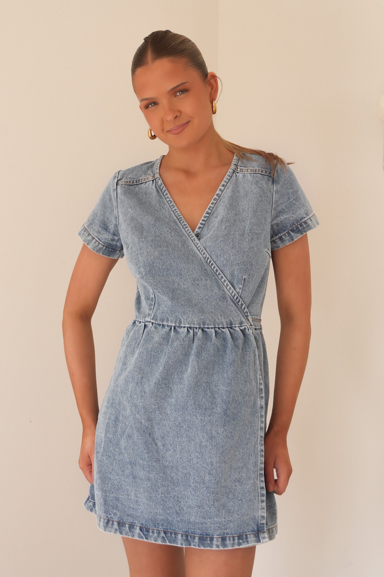 Cohen Denim Mini Dress Light Blue