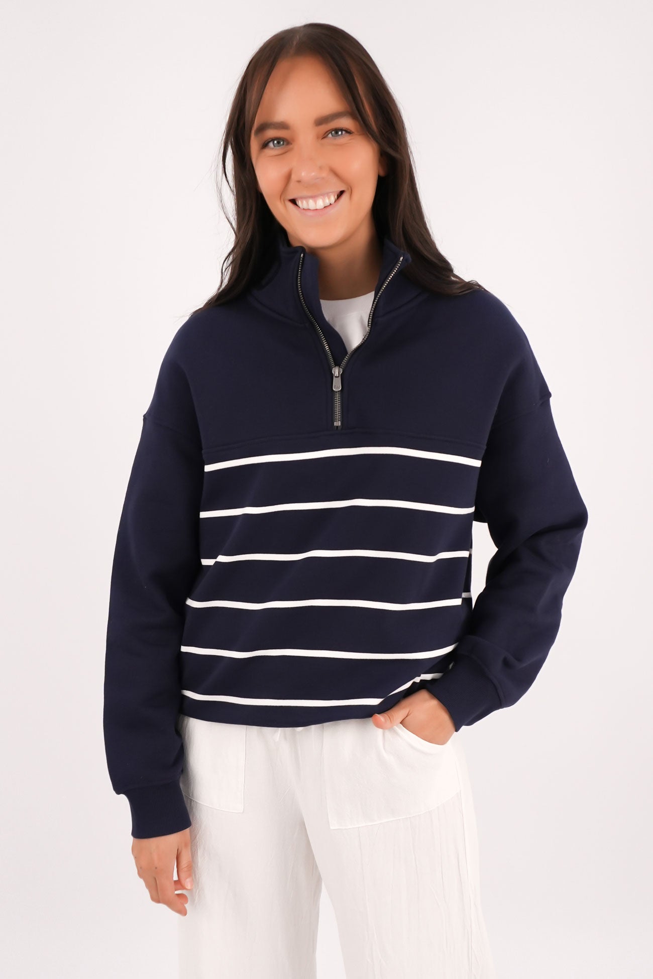 College Zip Crew Navy