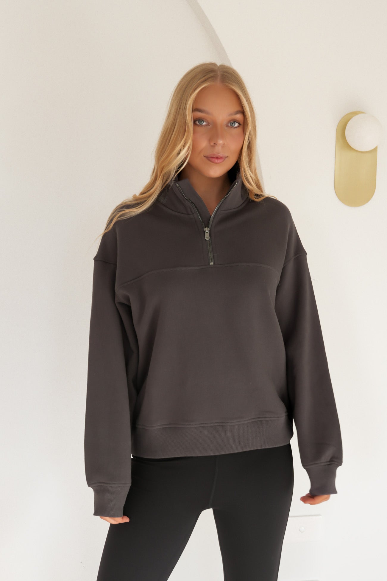 College Zip Crew Charcoal