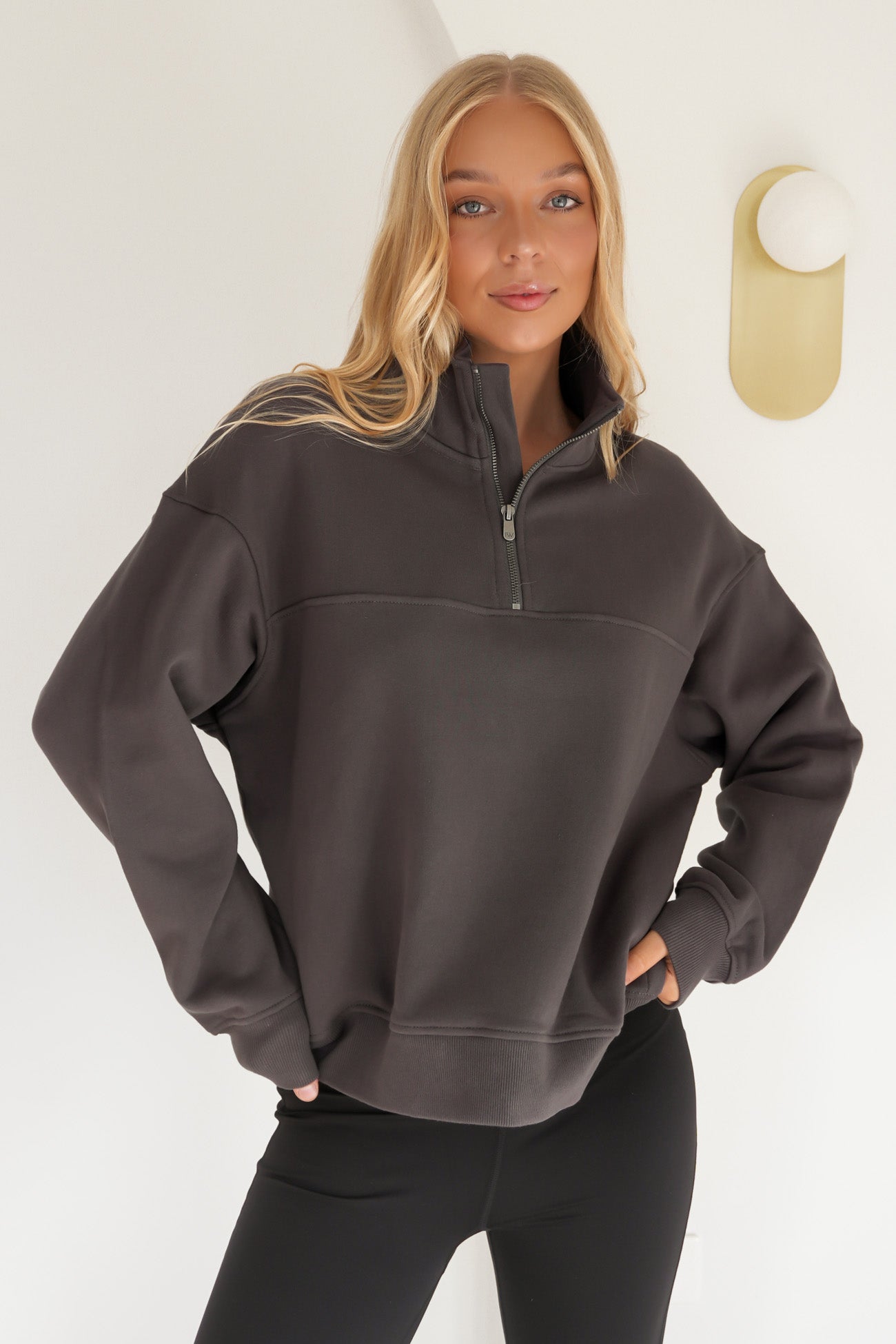 College Zip Crew Charcoal