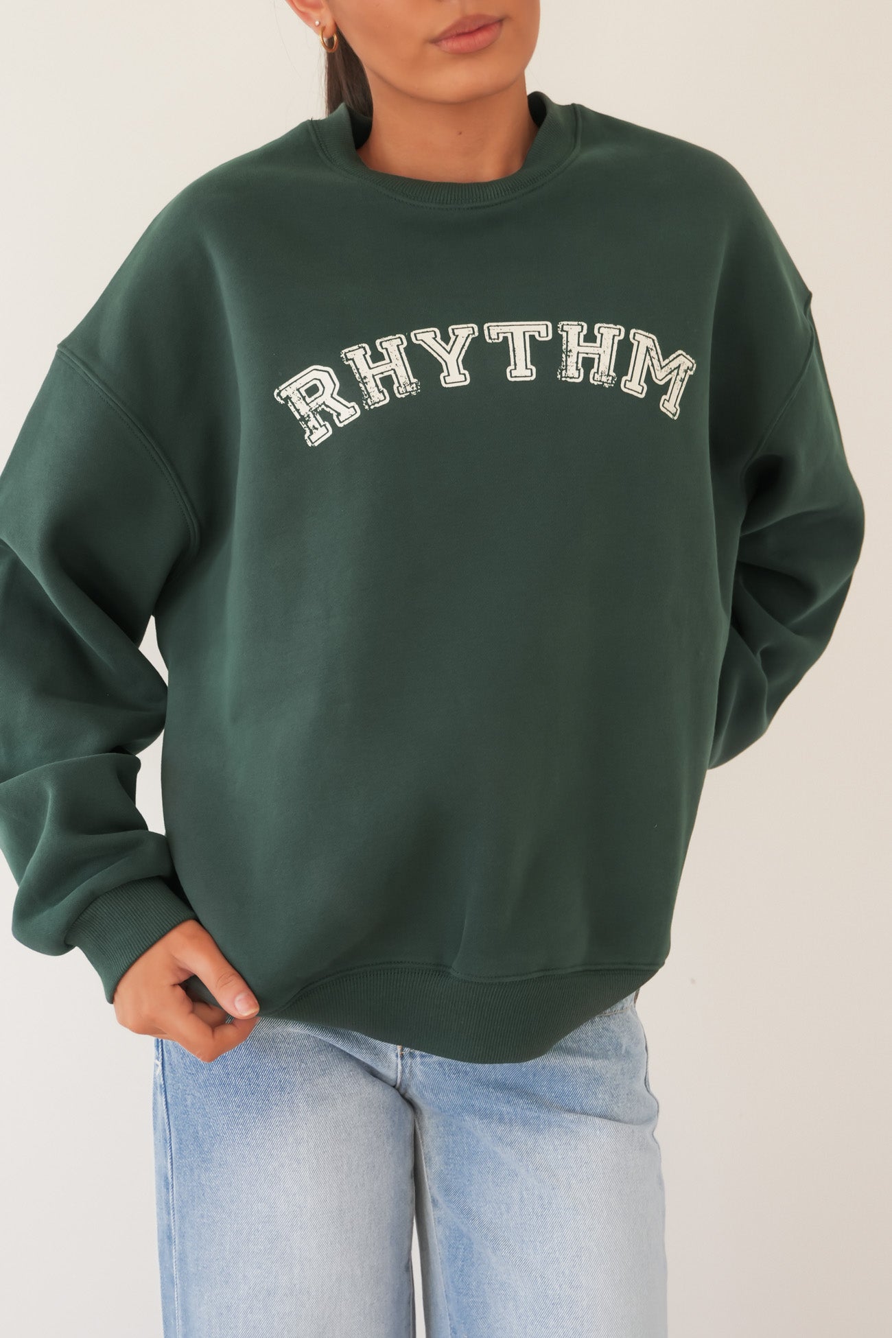 Collegiate Oversized Crew Neck Fleece Forest